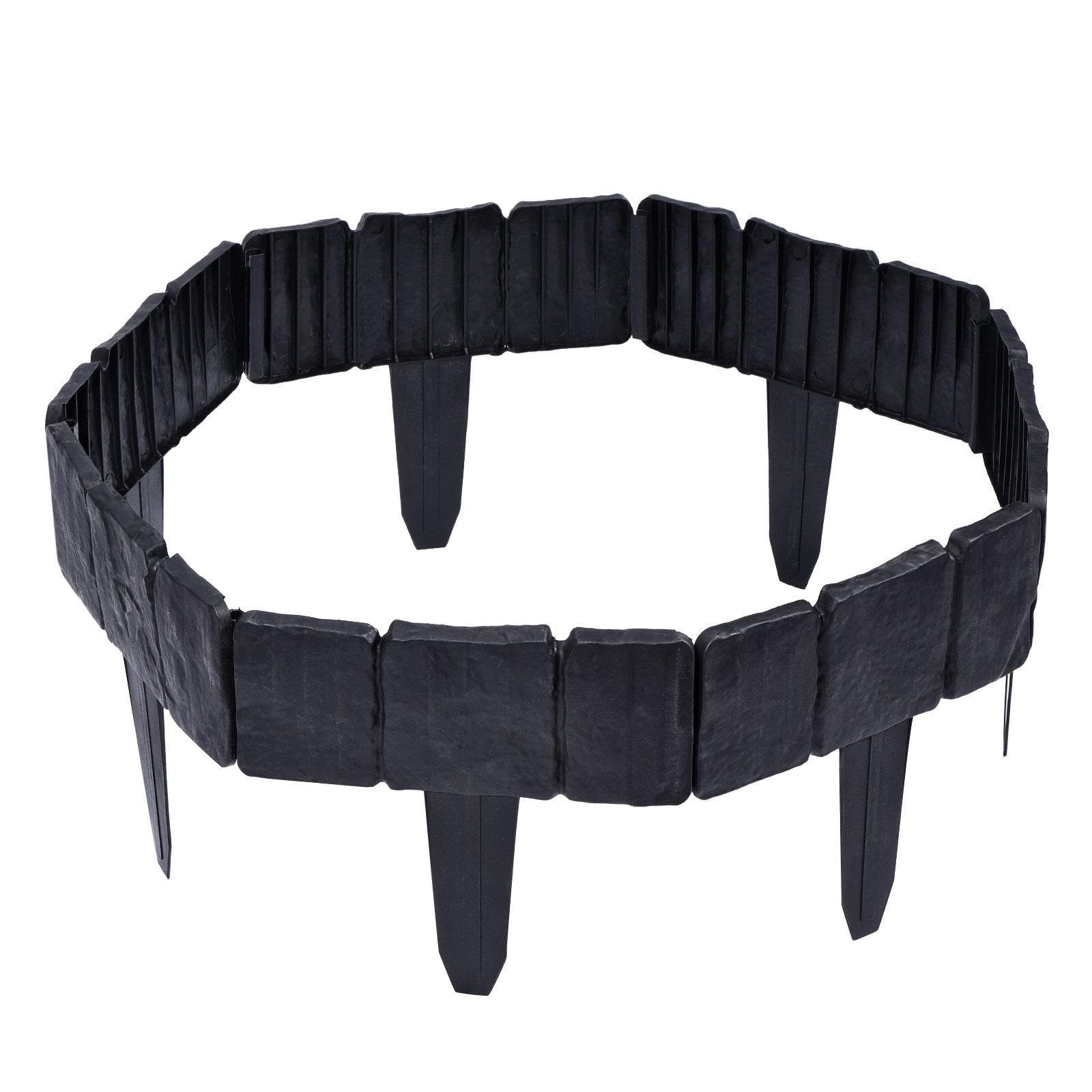 9.8x9.1 Inch Garden Fence Plastic Decorative Path Border Edging Black 10Pcs