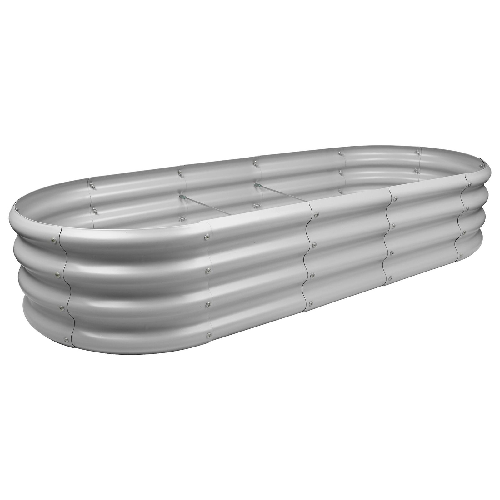 1x Silver 180cm x 90cm Rounded Galvanised Steel Raised Garden Bed Planter Box
