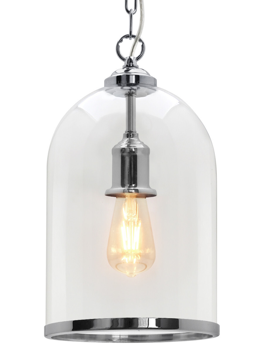Vintage Chrome Glass Ceiling Pendant Lamp shade Bell Lantern Light H3070