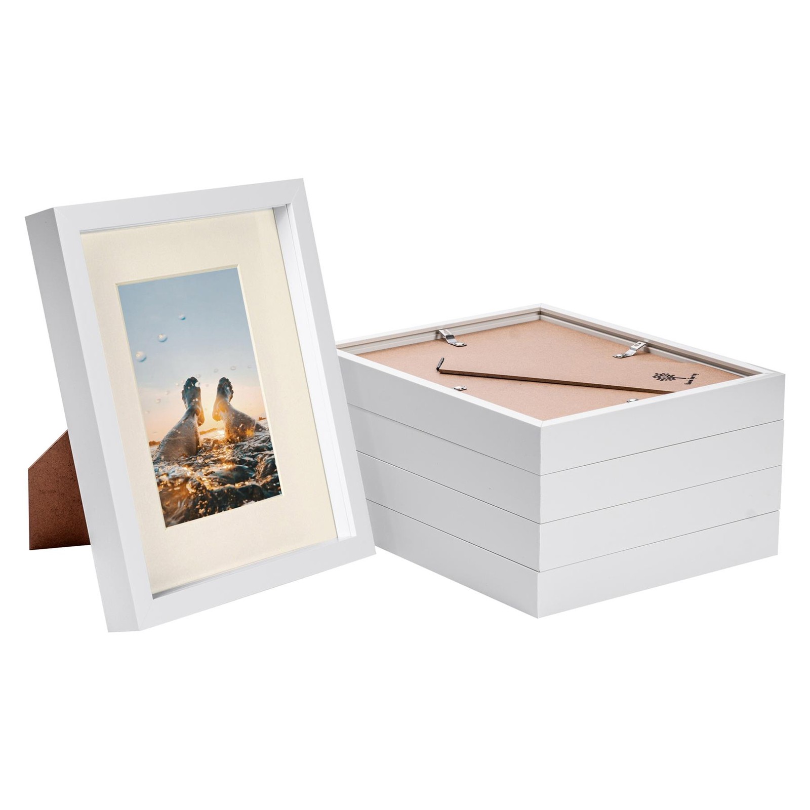 5x White 8" x 10" 3D Box Photo Frames Ivory 4" x 6" Mount Craft Shadow Picture
