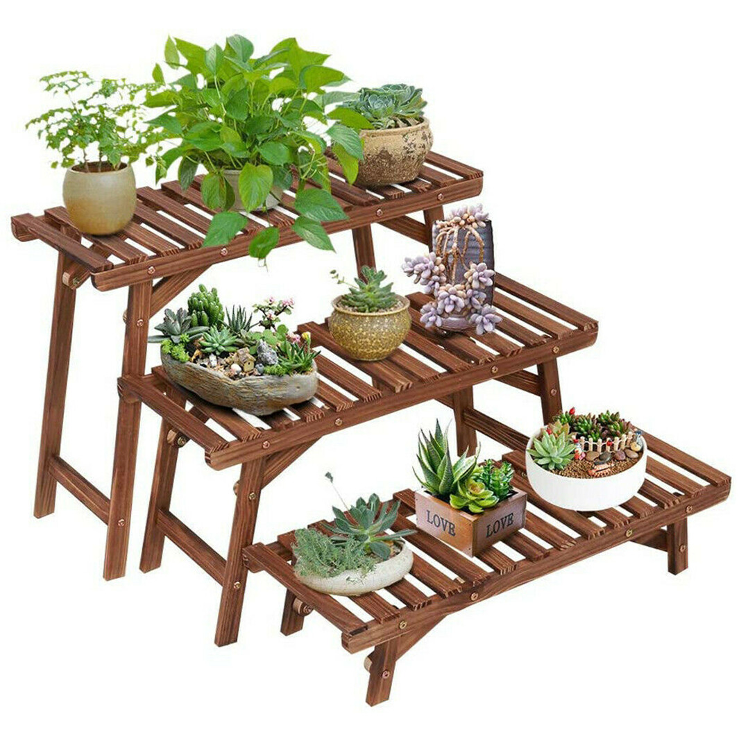 Stable Multi Tier Garden Plant Stand Bookcase Bamboo Wood Metal Various 60 Style