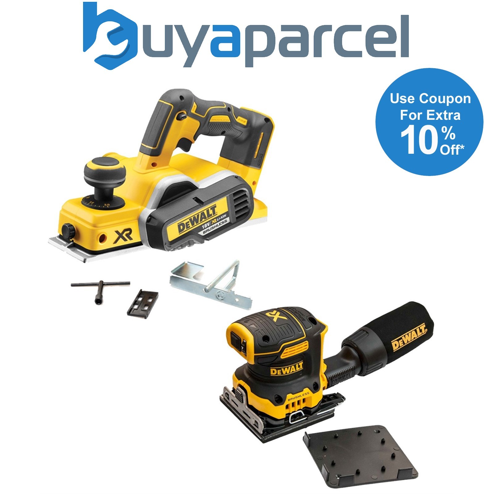 Dewalt DCP580N 18v XR Cordless Brushless Planer & Fence & DCW200N Orbital Sander