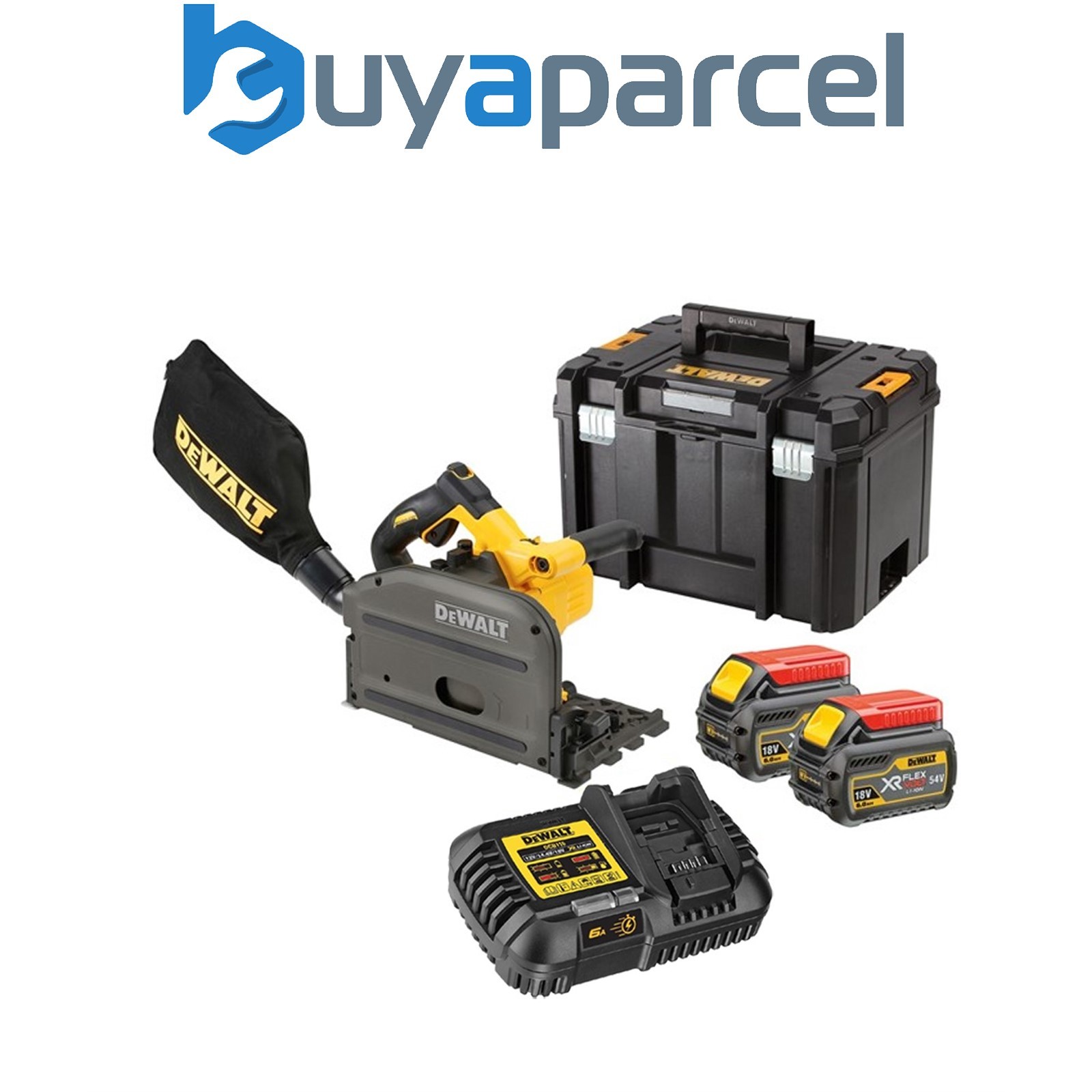 Dewalt DCS520T2 54v XR FLEXVOLT Cordless Plunge Saw 165mm - 2 x 6.0ah Batteries