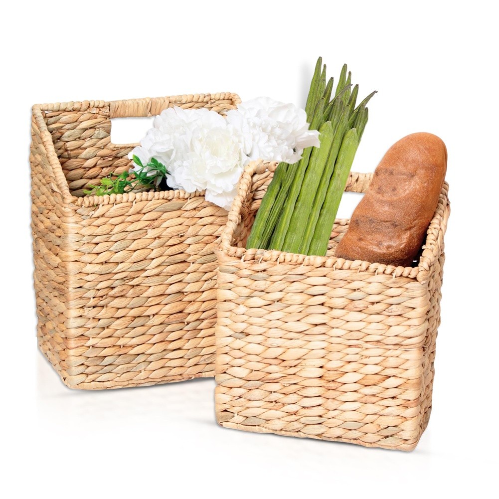 Set of 2 Hanging Storage Baskets -Hand-Woven Wall Baskets for Post,4125