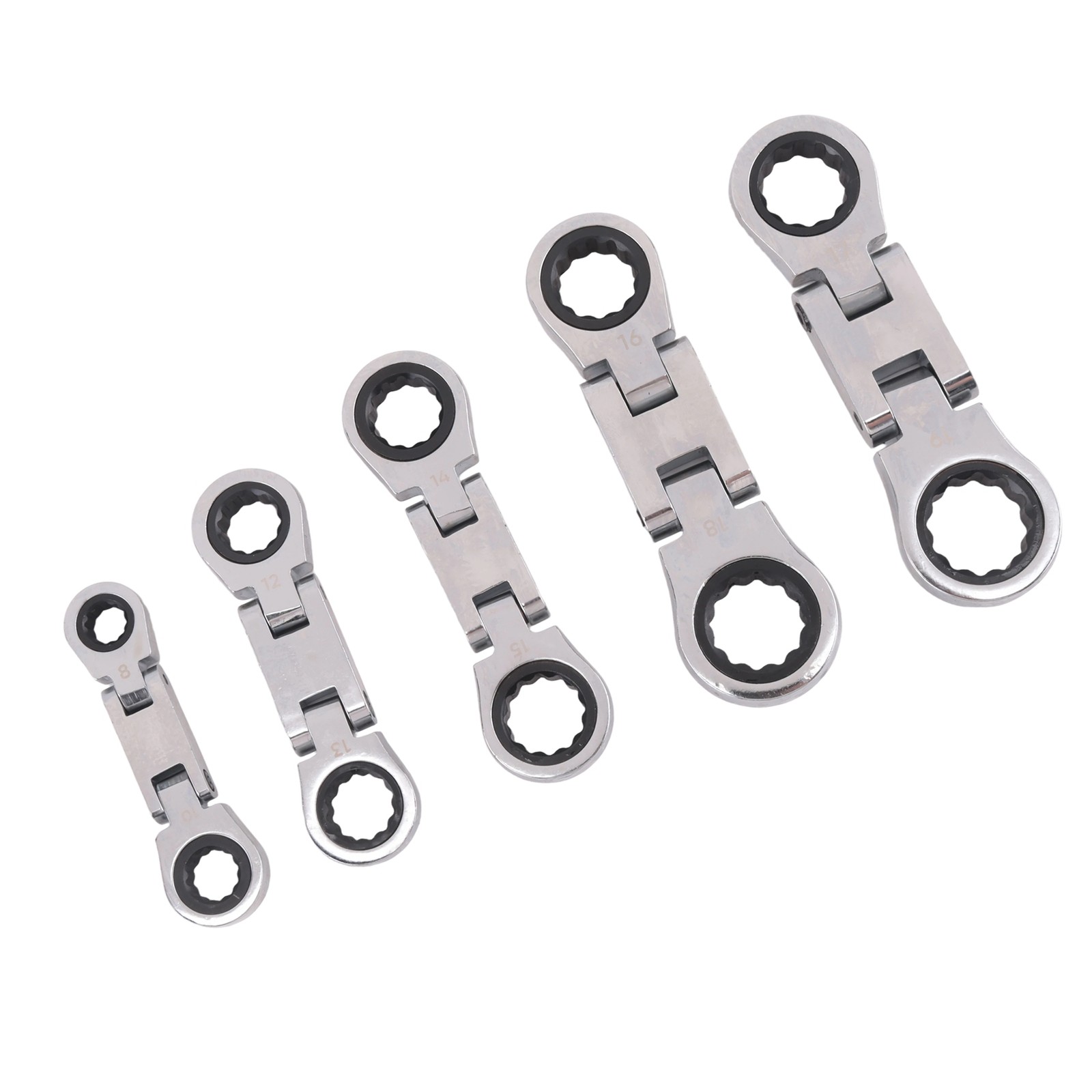 5-Piece Flex-Head Stubby Ratcheting Combination Wrench Set, Wrench Set, 1347