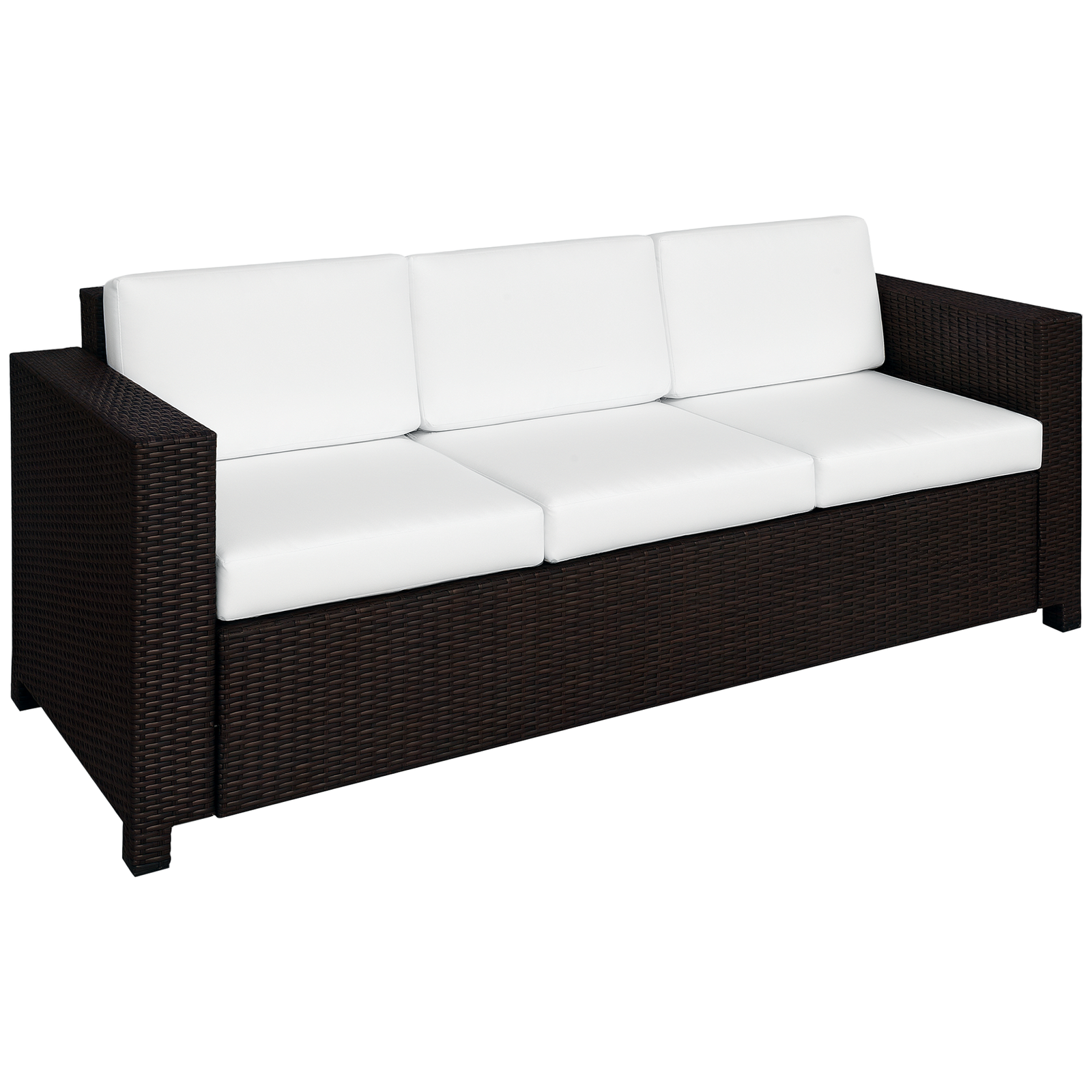 Outsunny Rattan Wicker 3-seater Sofa Chair Patio Furniture w/ Cushion Brown