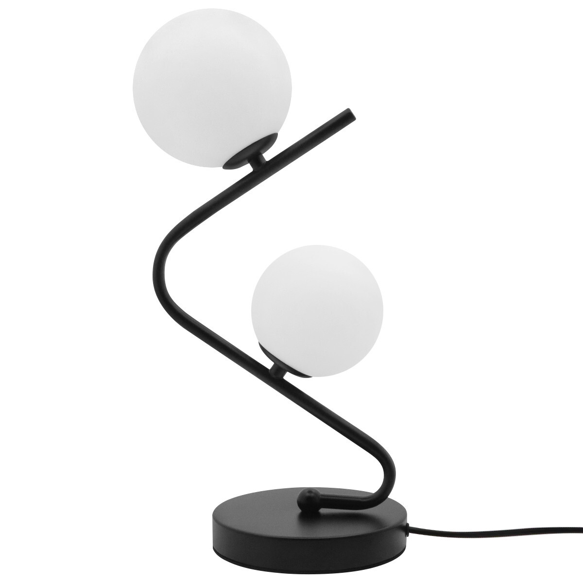 Retro Black Twin Frosted Glass Globe Table Lamp Desk Lamp Bedside Light T505