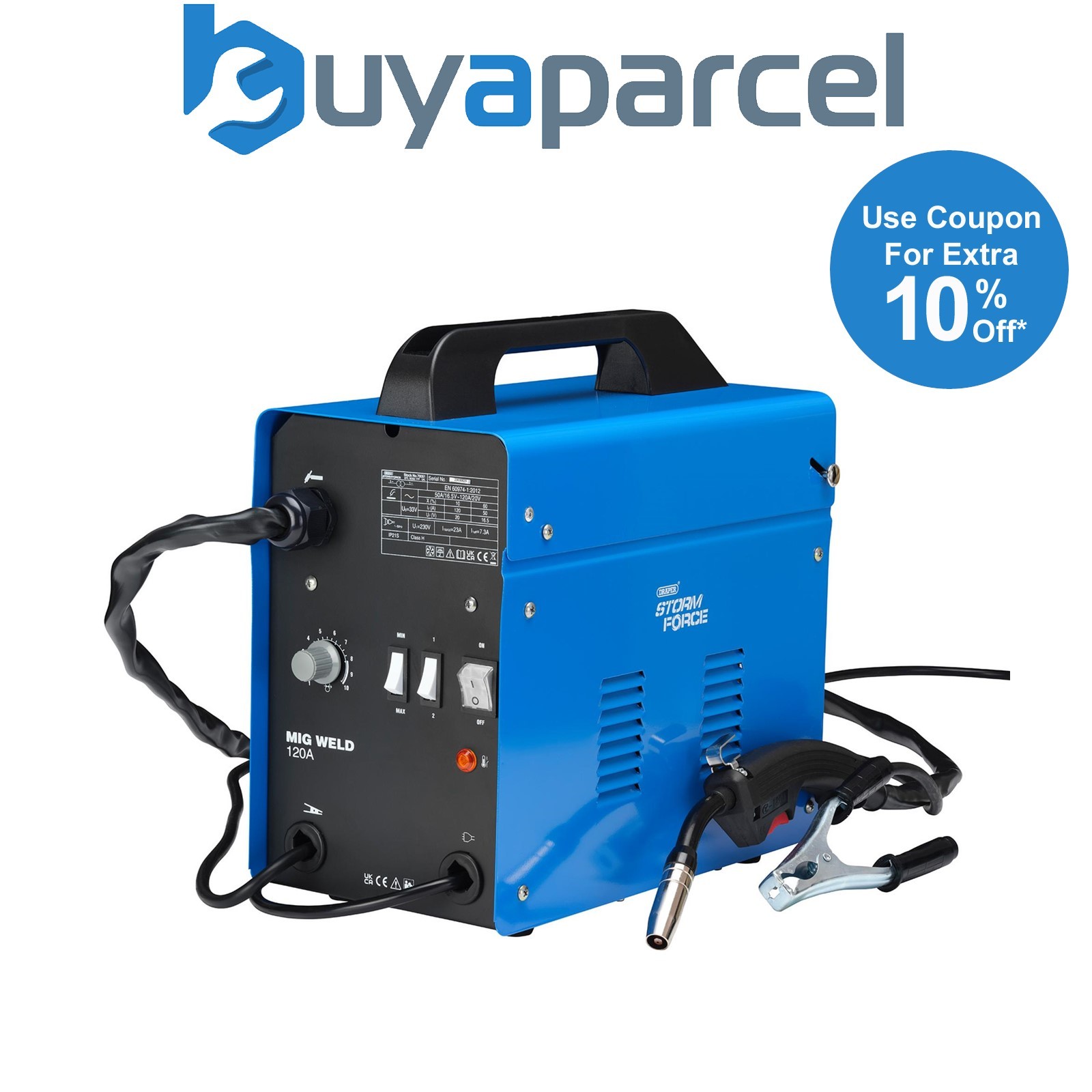 Draper 70051 Draper Storm Force Gasless MIG Welder, 120A