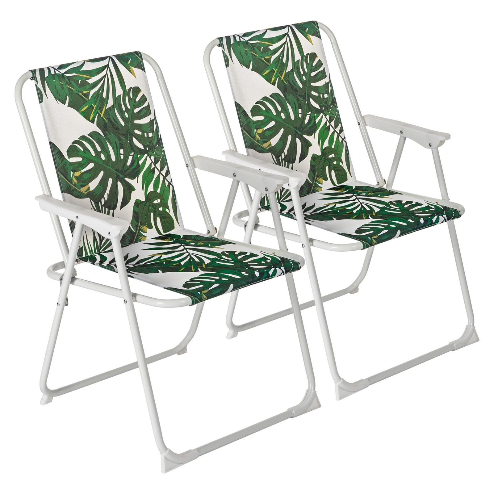 Folding Metal Beach Chairs Folding Beach Camping Garden 75cm Banana Leaf