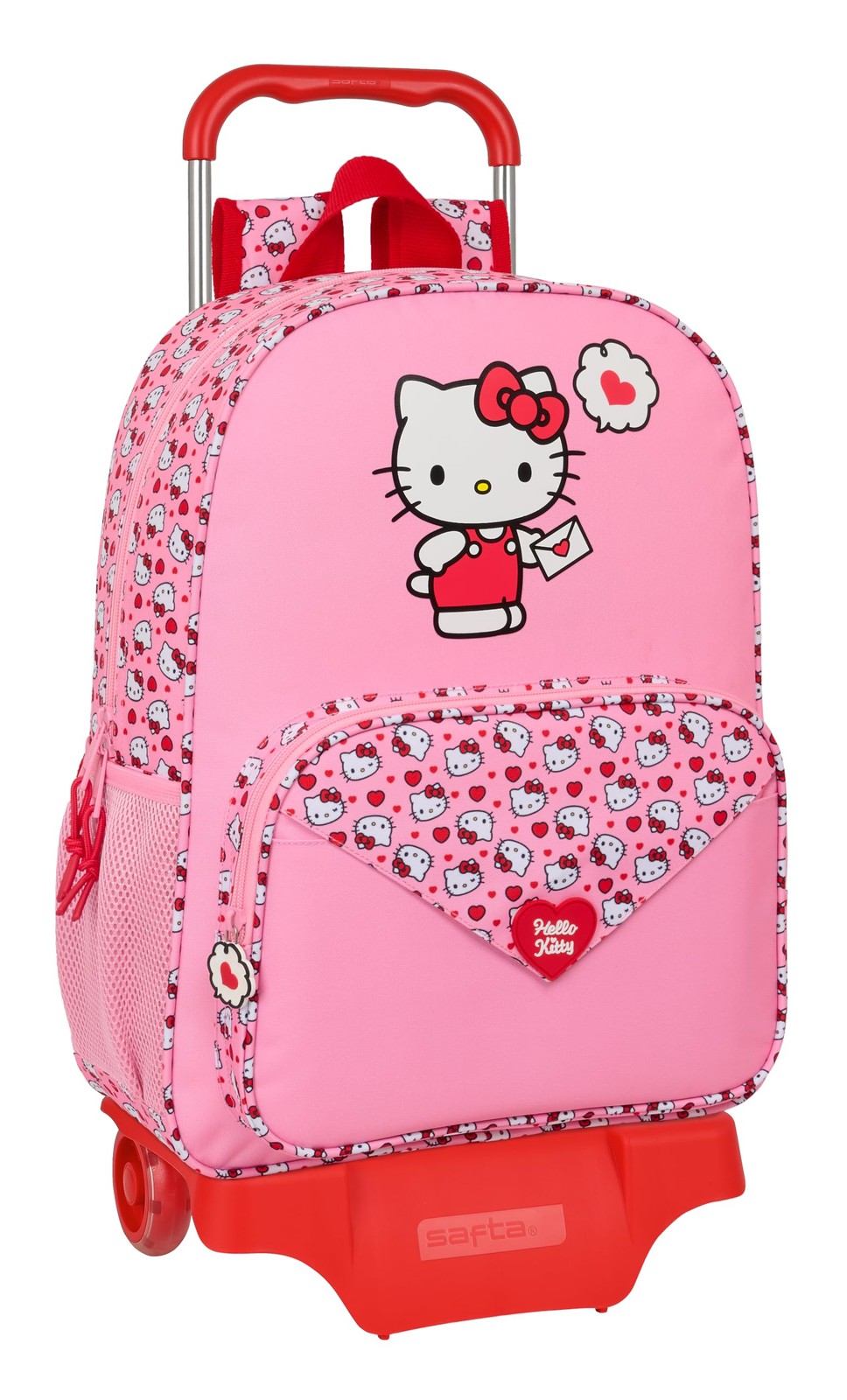 HELLO KITTY – Large School Backpack with Trolley, Children's Backpack, Adaptable