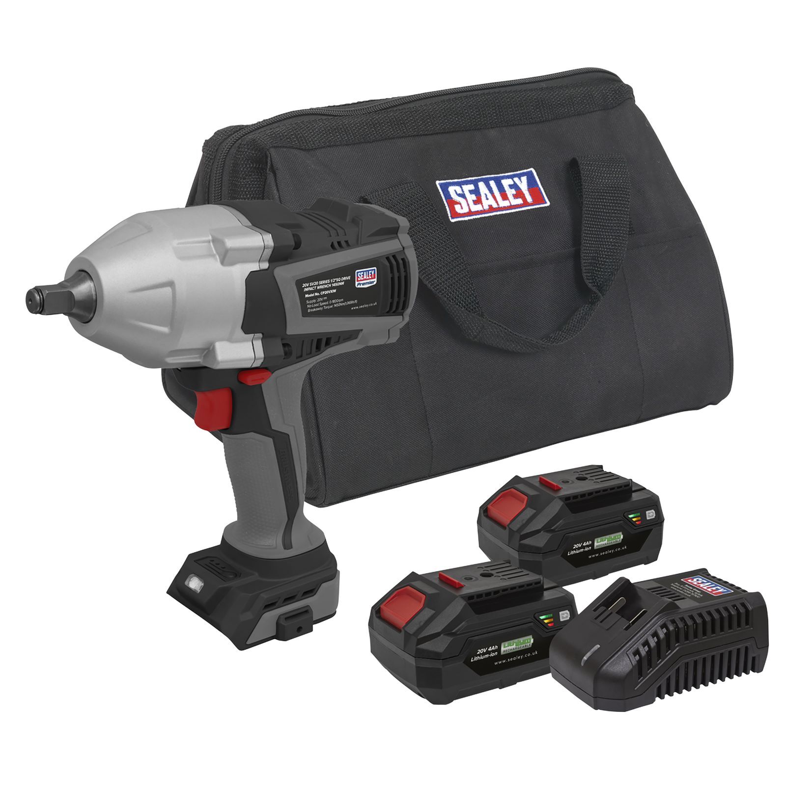 Sealey Cordless Impact Wrench Kit 20V SV20 Series - 2 Batteries - CP20VXIWKIT1