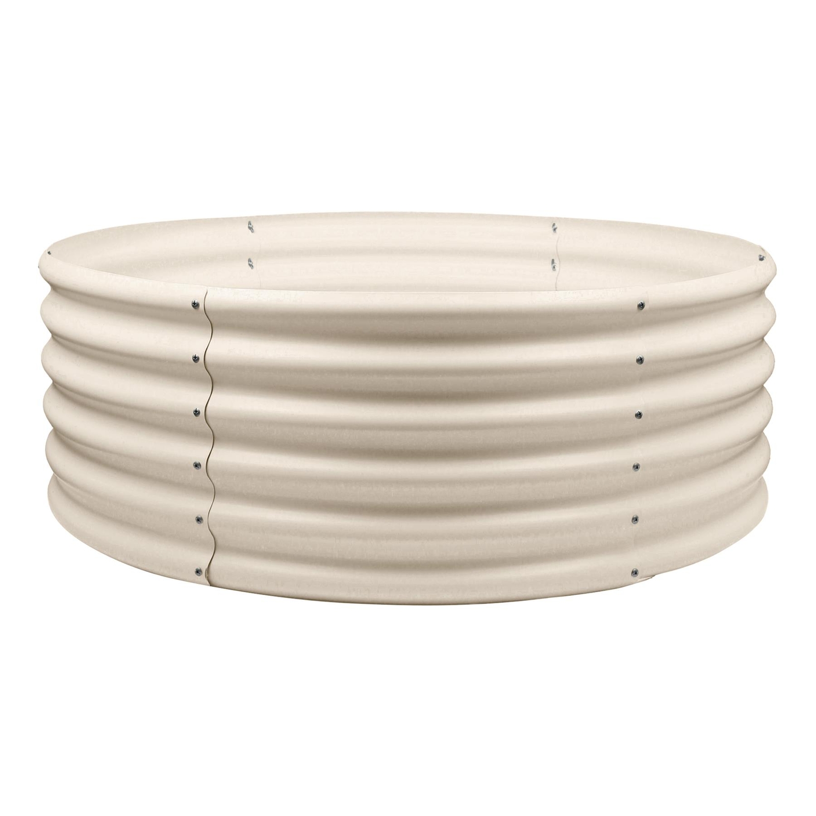 1x Round Raised Garden Bed 120cm x 45cm Ivory Galvanised Steel Planter