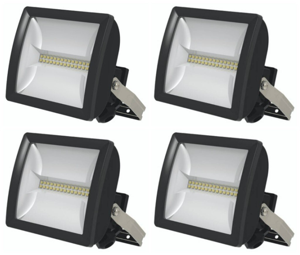 4 x Timeguard LEDX10FLBN Wide Beam LED Floodlight Fittings 10 Watt (Black)
