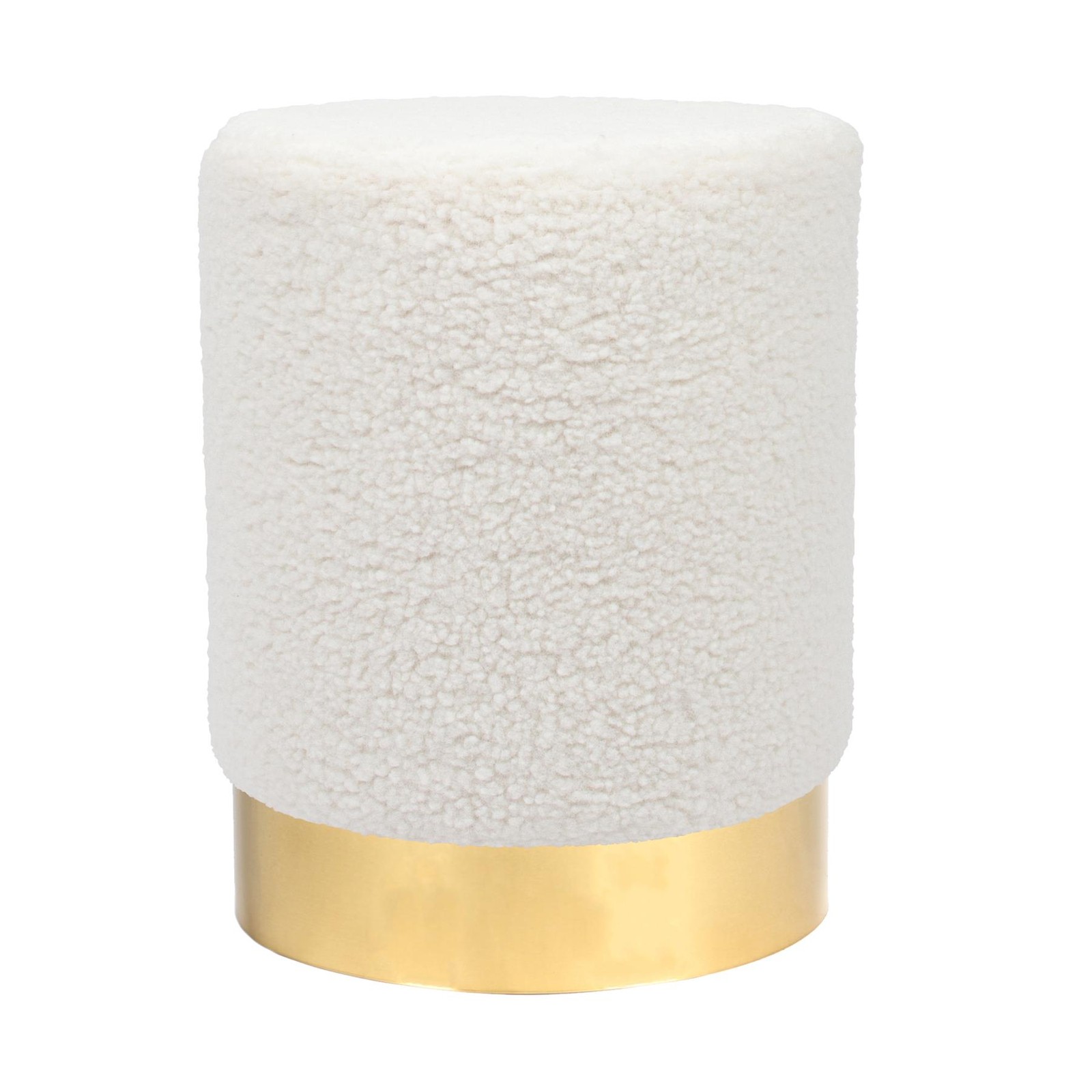 1x Cream H36 x D29cm Round Boucle Footstool Ottoman Foot Stool Pouffe Seat