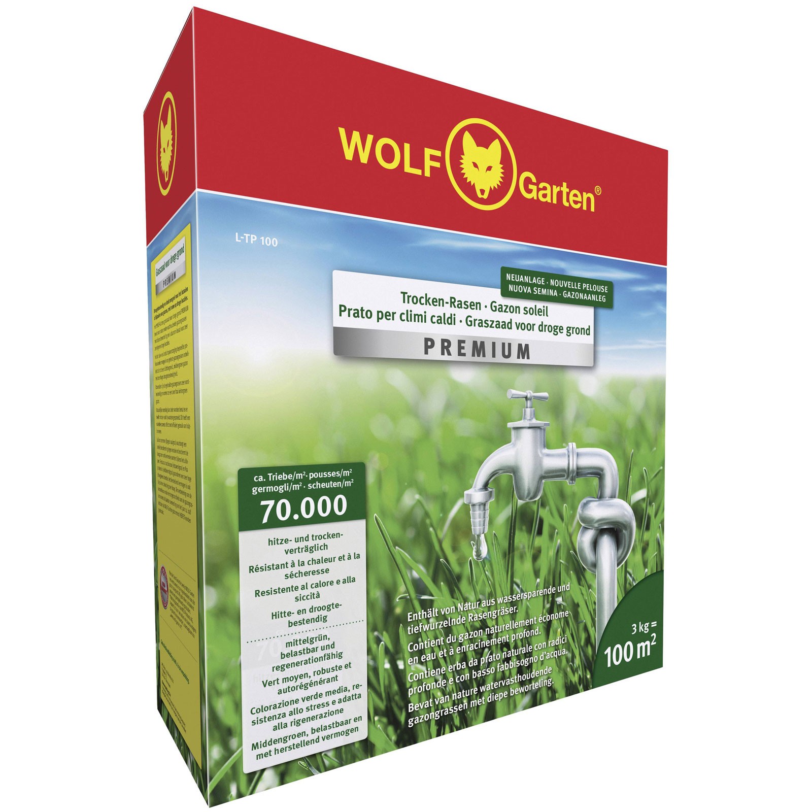 WOLF-Garten L-TP100 Lawn Seed for Dry Heat-Tolerant Resilient Lawns