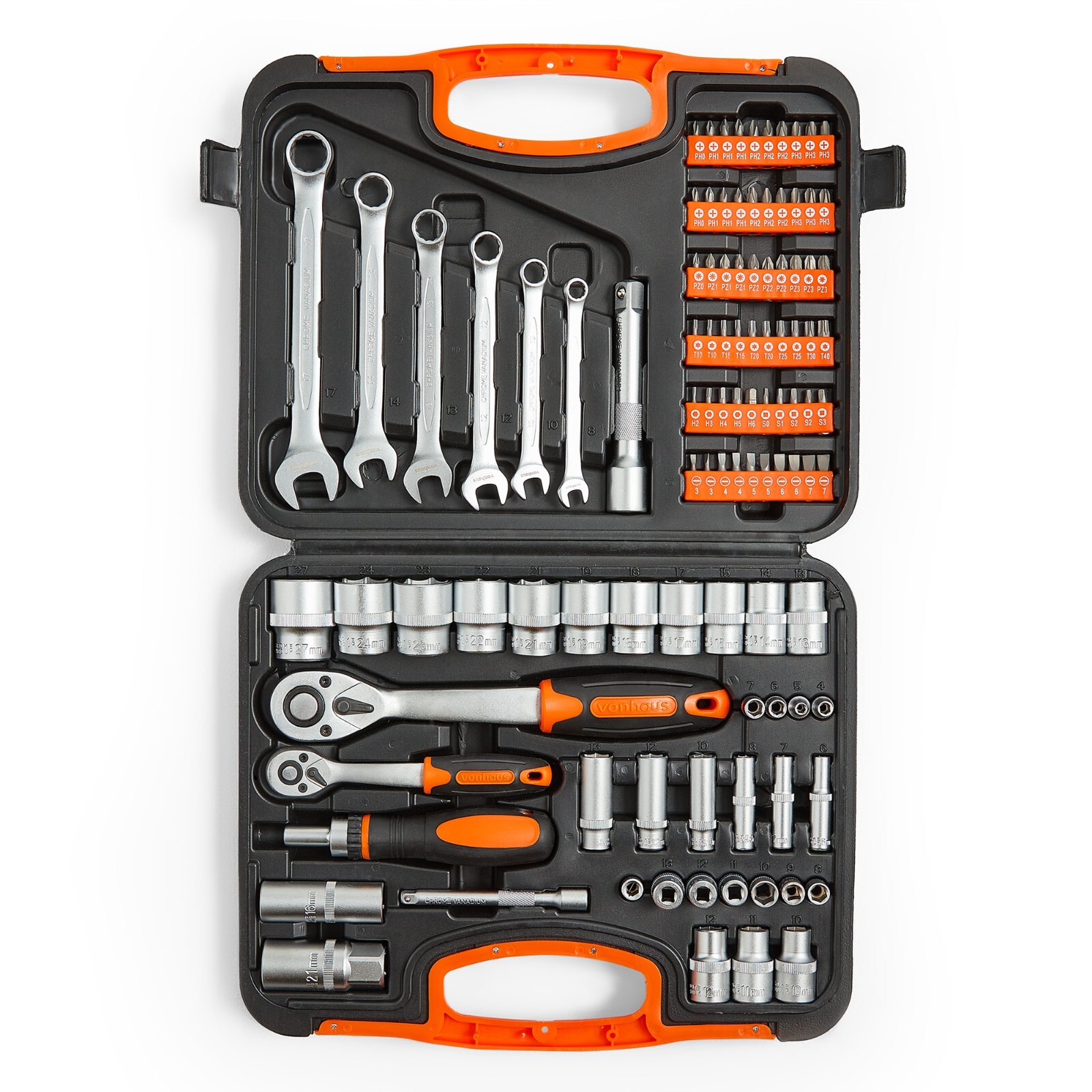 104pc Socket Set - VonHaus Screwdriver Tool Socket Set with Extension Bar