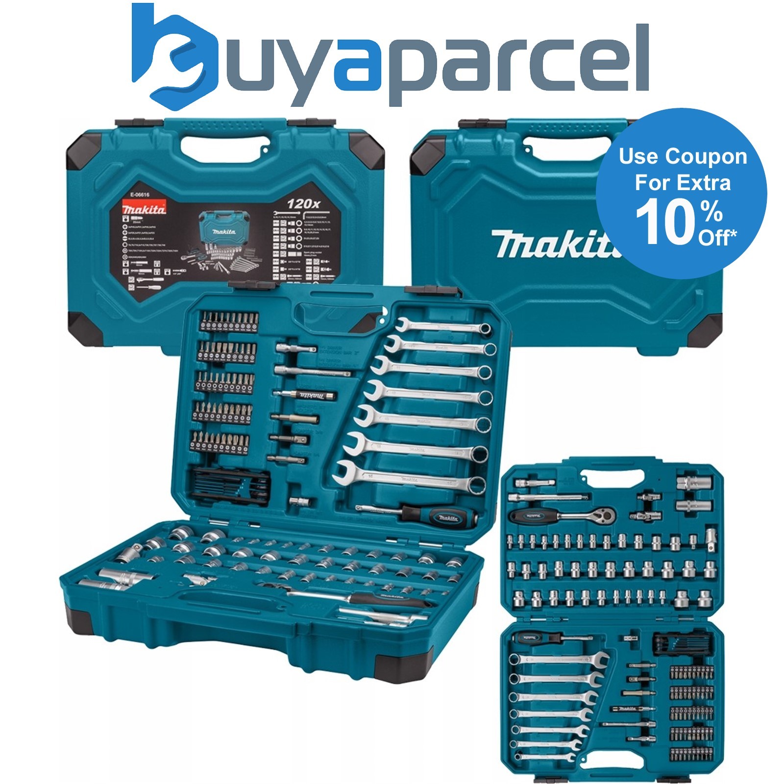 Makita E-06616 120 Piece Maintenance Kit Spanner Socket Screwdriver Bit Set Case