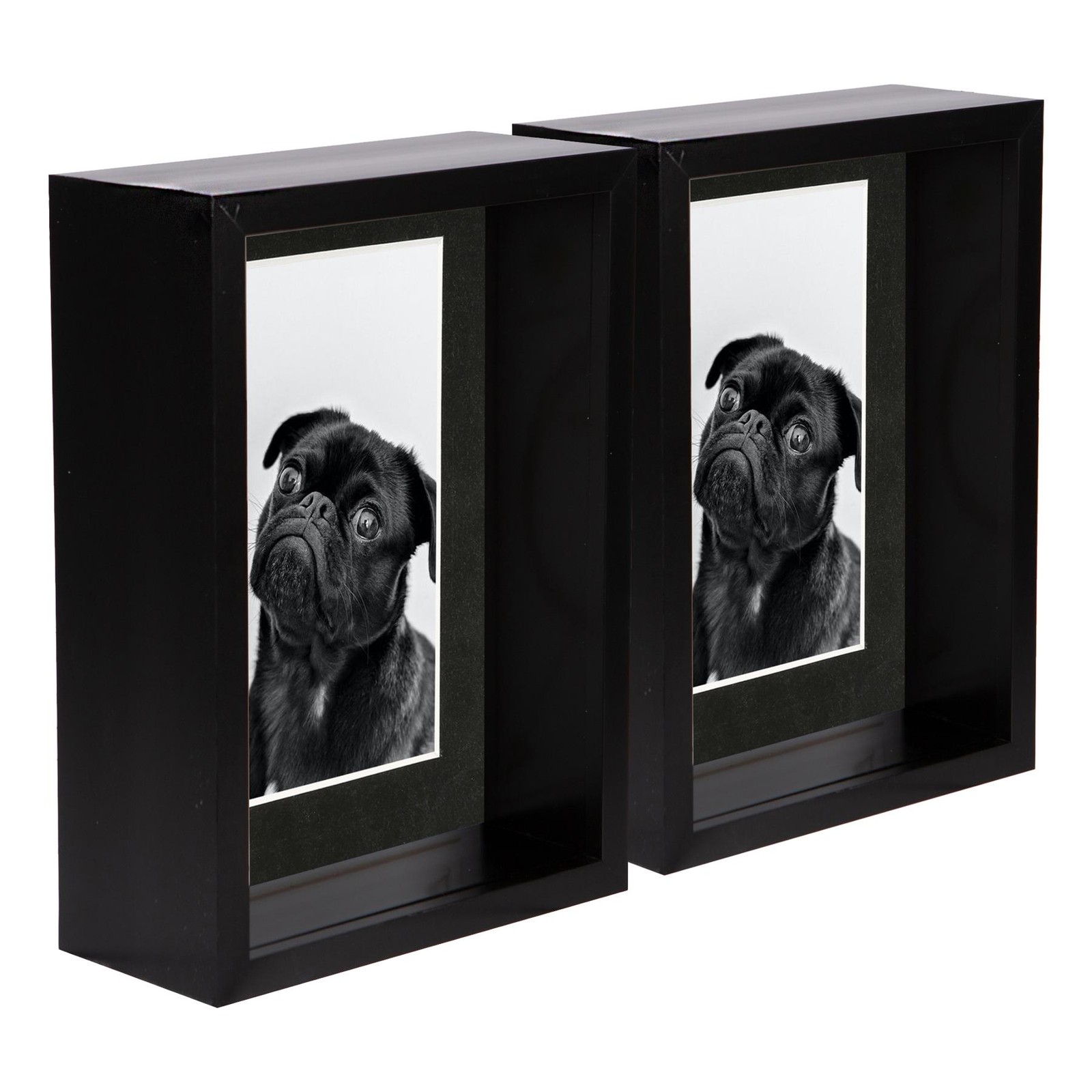 5x Black 5" x 7" 3D Deep Box Photo Frames Black 4" x 6" Mount Shadow Picture