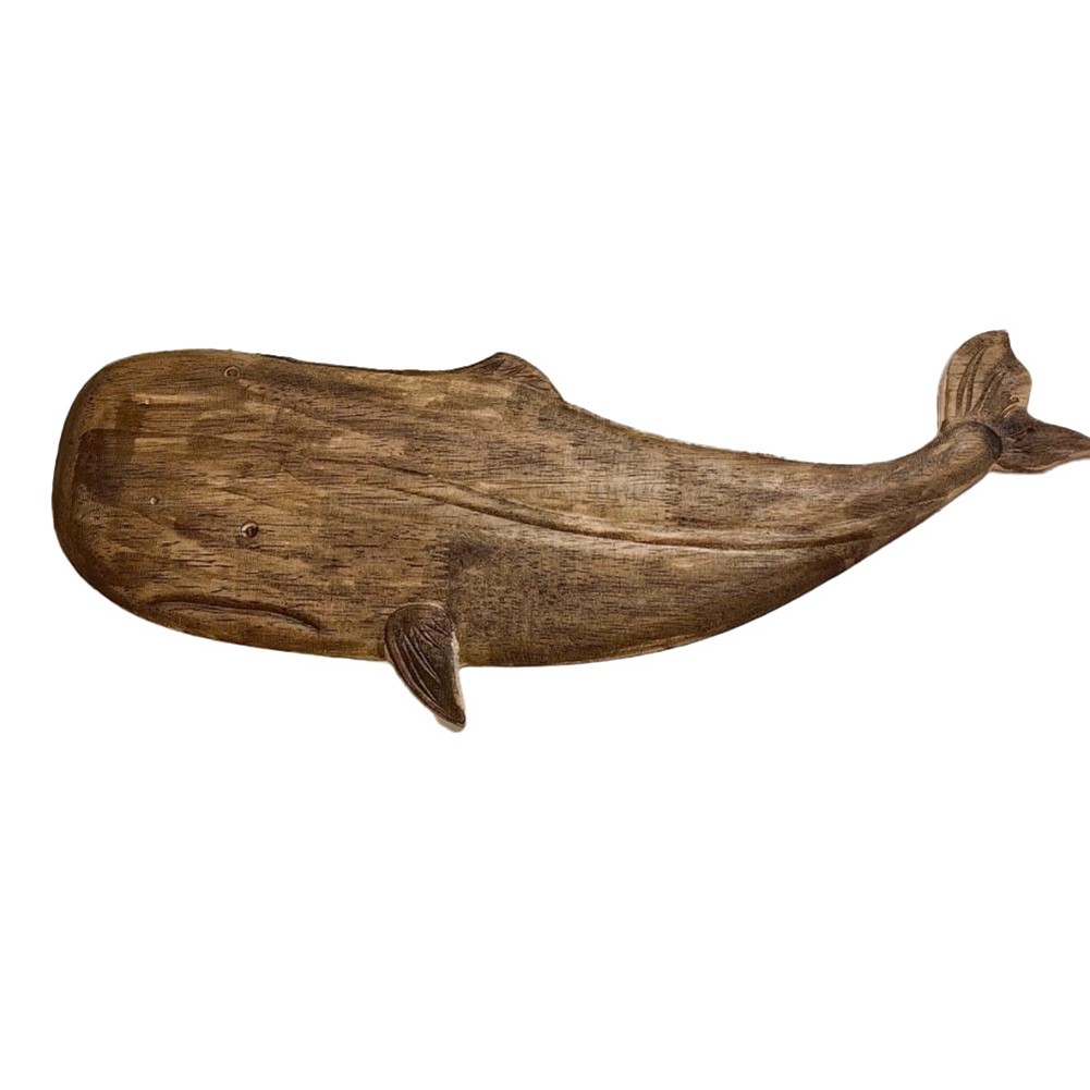 2X(Wooden Sea Fish Decor Statue Whale Figurine Sculpture Ornament Rustic8027