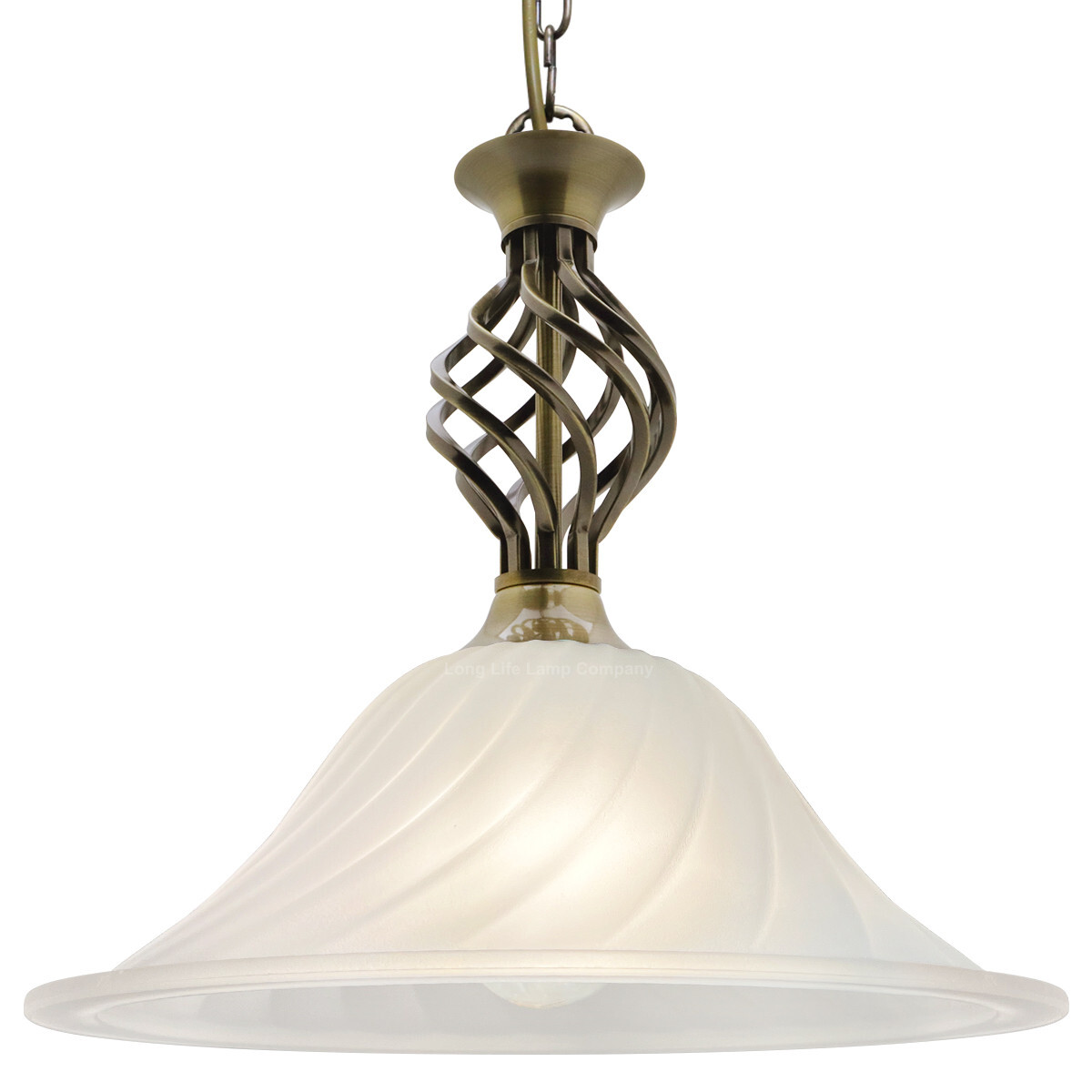 Vintage Antique Brass Ceiling Pendant Light Frosted Glass Chain Suspended H3123