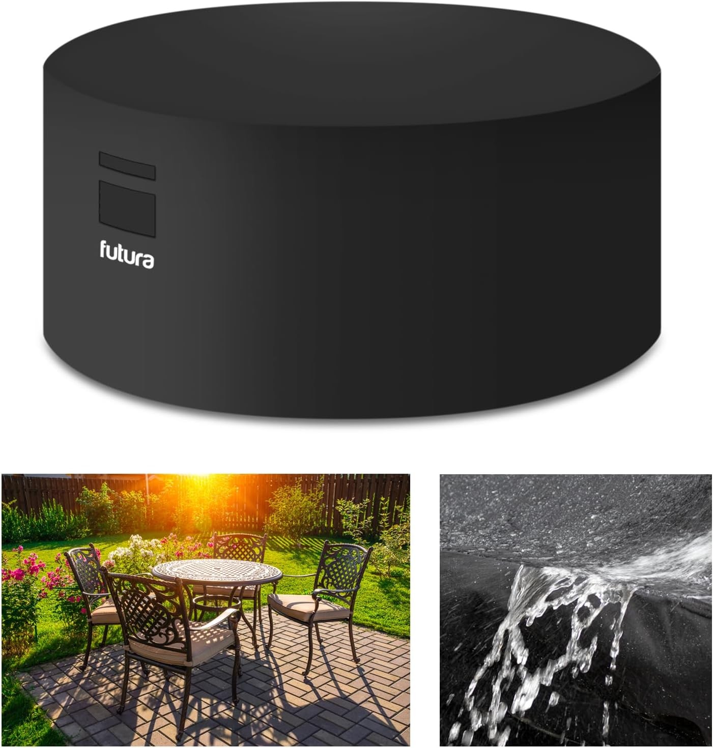 Futura Premium Round Garden Furniture Covers Waterproof 128x71cm, Heavy Duty 60