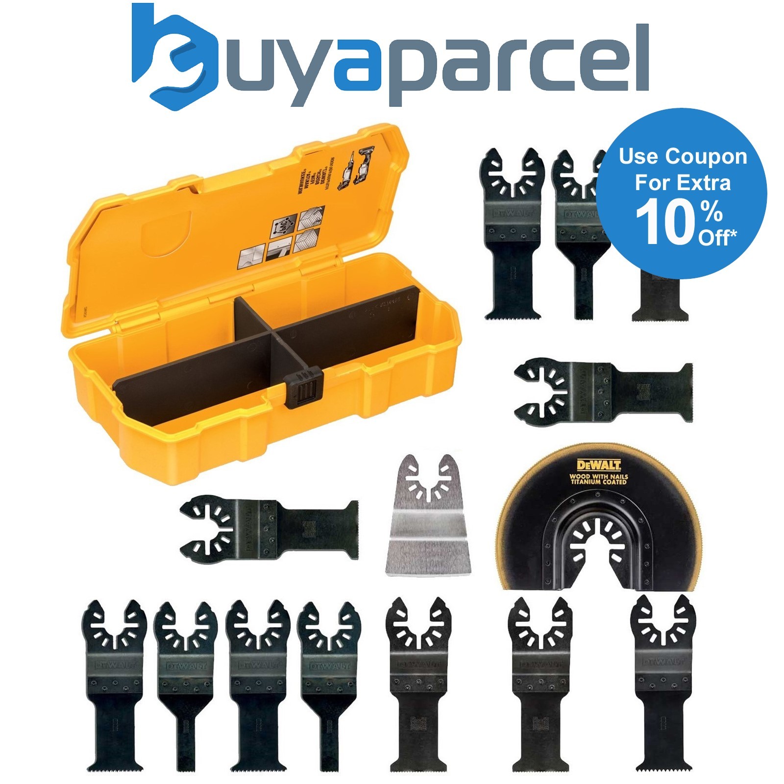 Dewalt 14 Piece Multi Tool Accessory Blade Set Plunge Fast Cut Wood + Toughcase