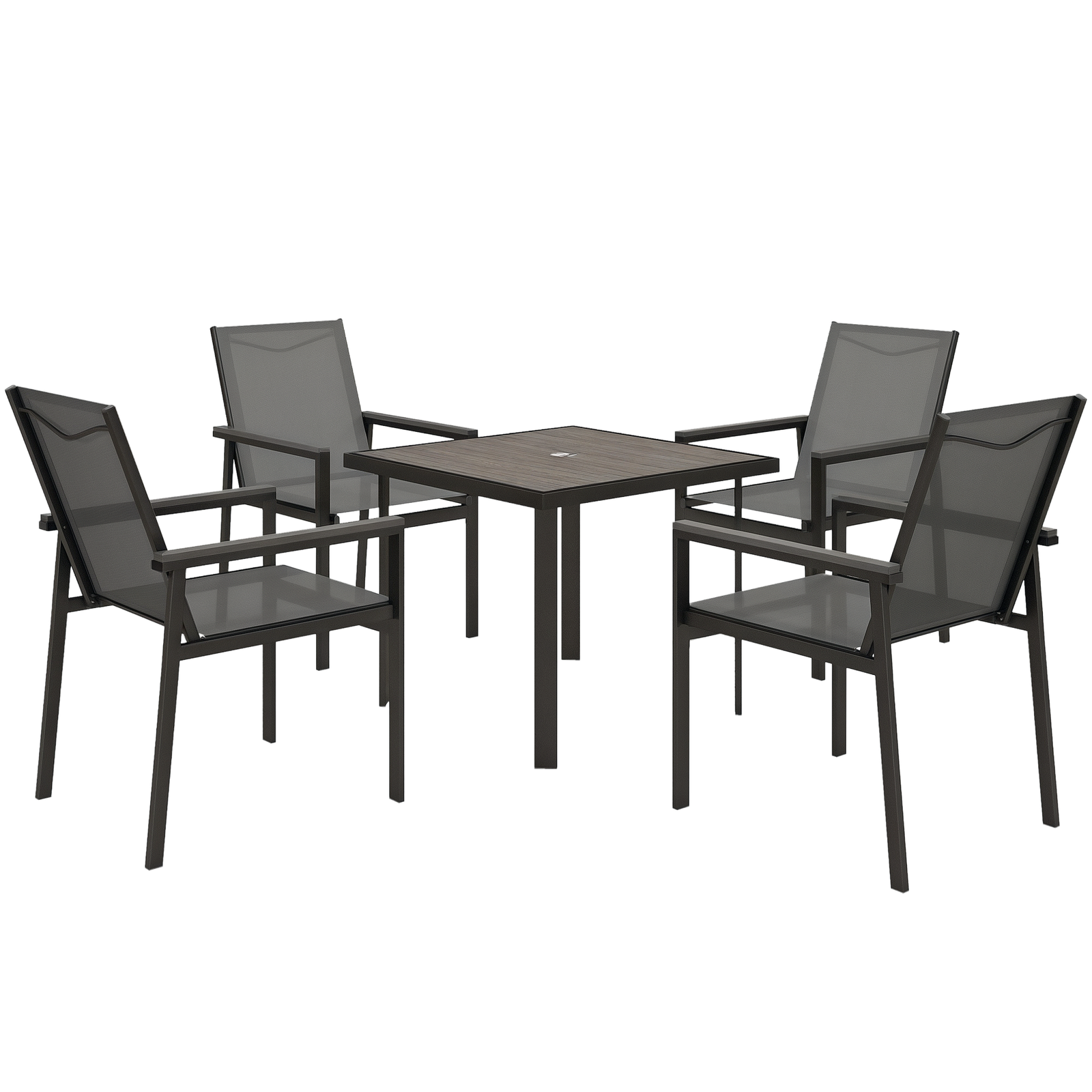 Outsunny 5 Piece Garden Dining Set, Outdoor Table and 4 Chairs, Grey