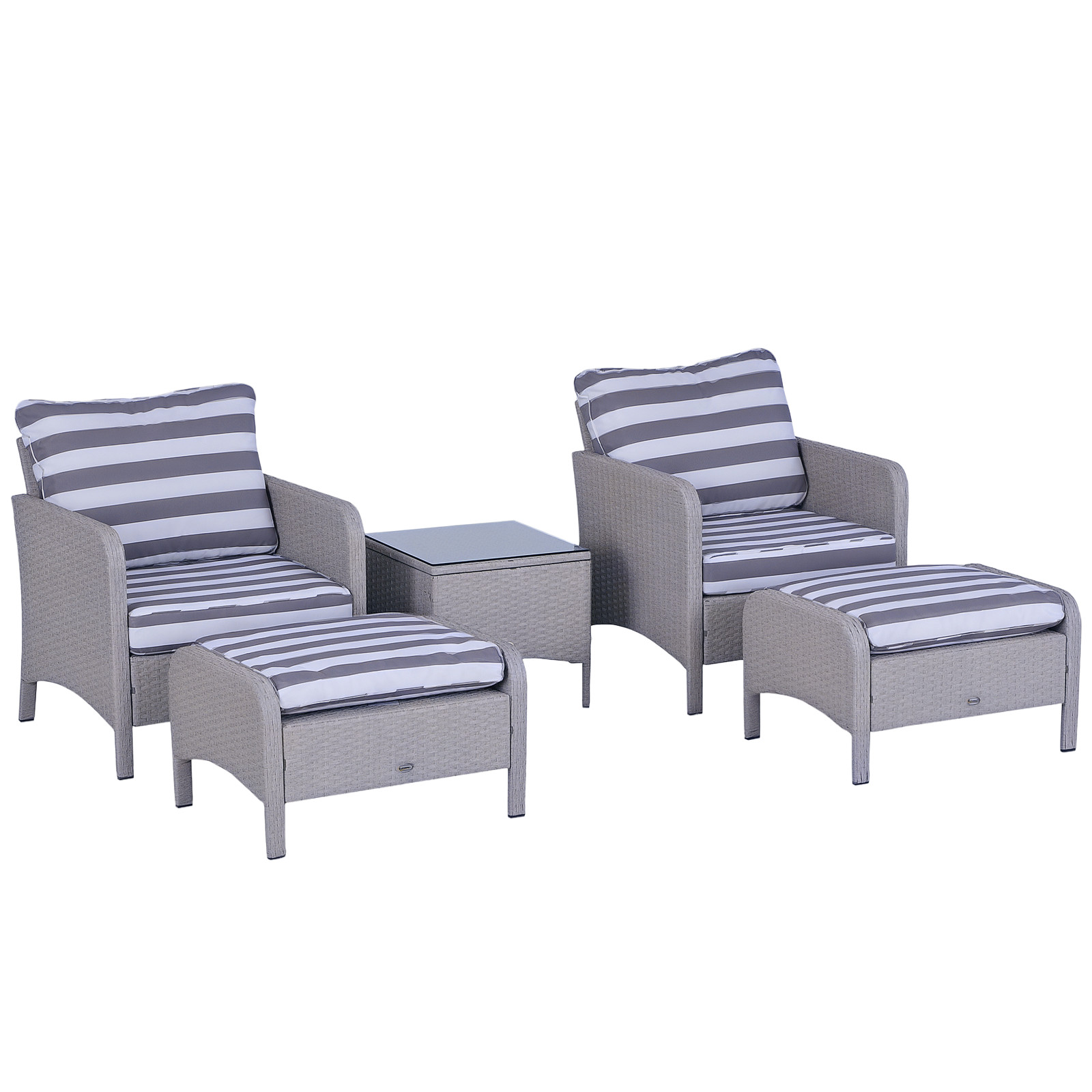 Outsunny 5 Pieces Outdoor Patio Furniture Set Wicker Conversation Set Grey