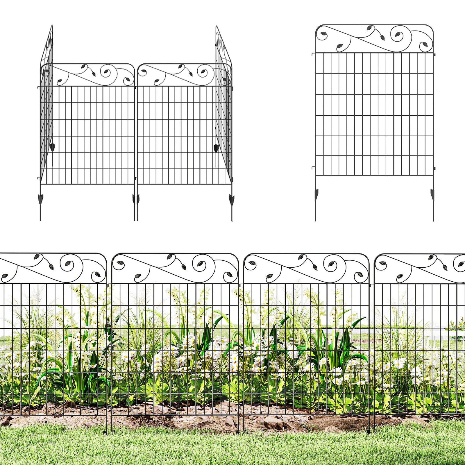 Outsunny Decorative Garden Fencing 4PCs 43in x 11.5ft Metal Border Edging