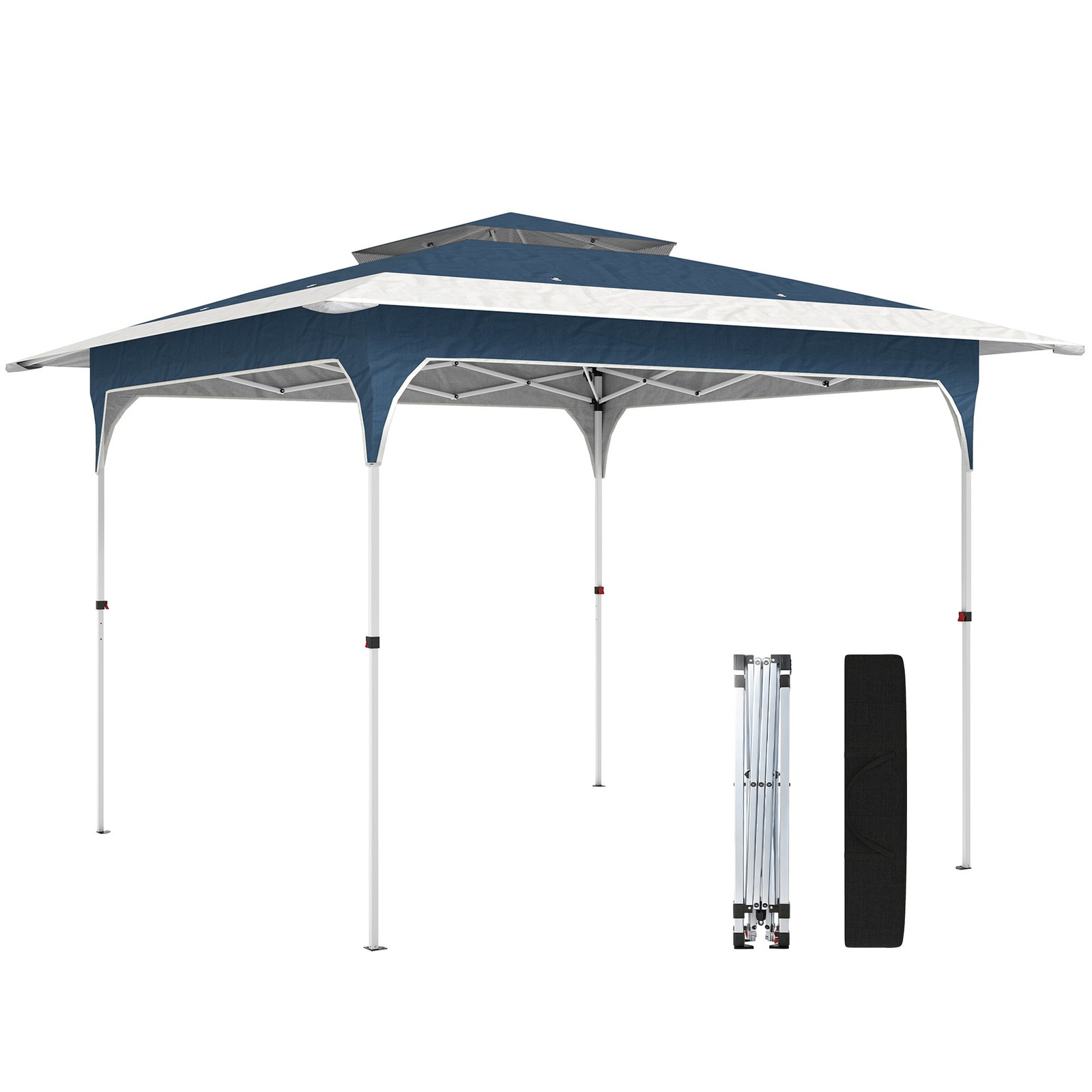 Outsunny 3.5 x 3.5 m Pop Up Gazebo, UPF50+ One-Touch Party Tent, Blue