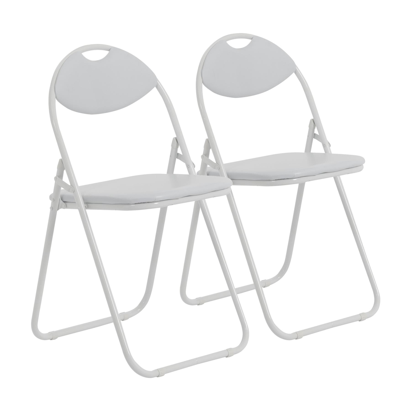 2x Harbour Housewares Padded Folding Chairs Strong Metal Frame 44cm White/White