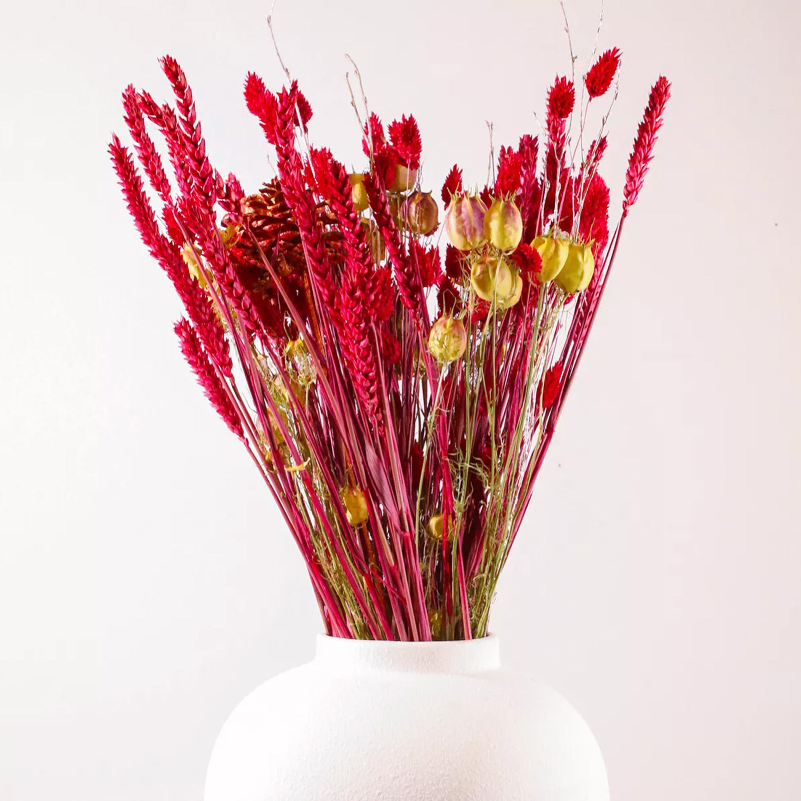 Christmas Dried Flower Mix Bouquet | Red and Gold Dried Flowers | Room Décor