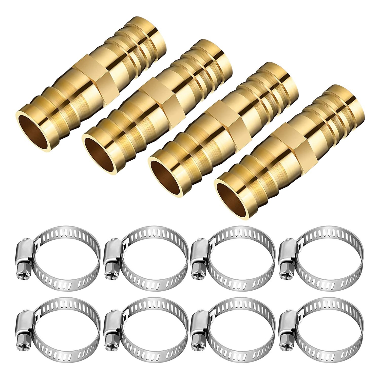 3X(12 Pieces Hose Repair Connectors with Claps Brass Garden Hose Repair Kit3056