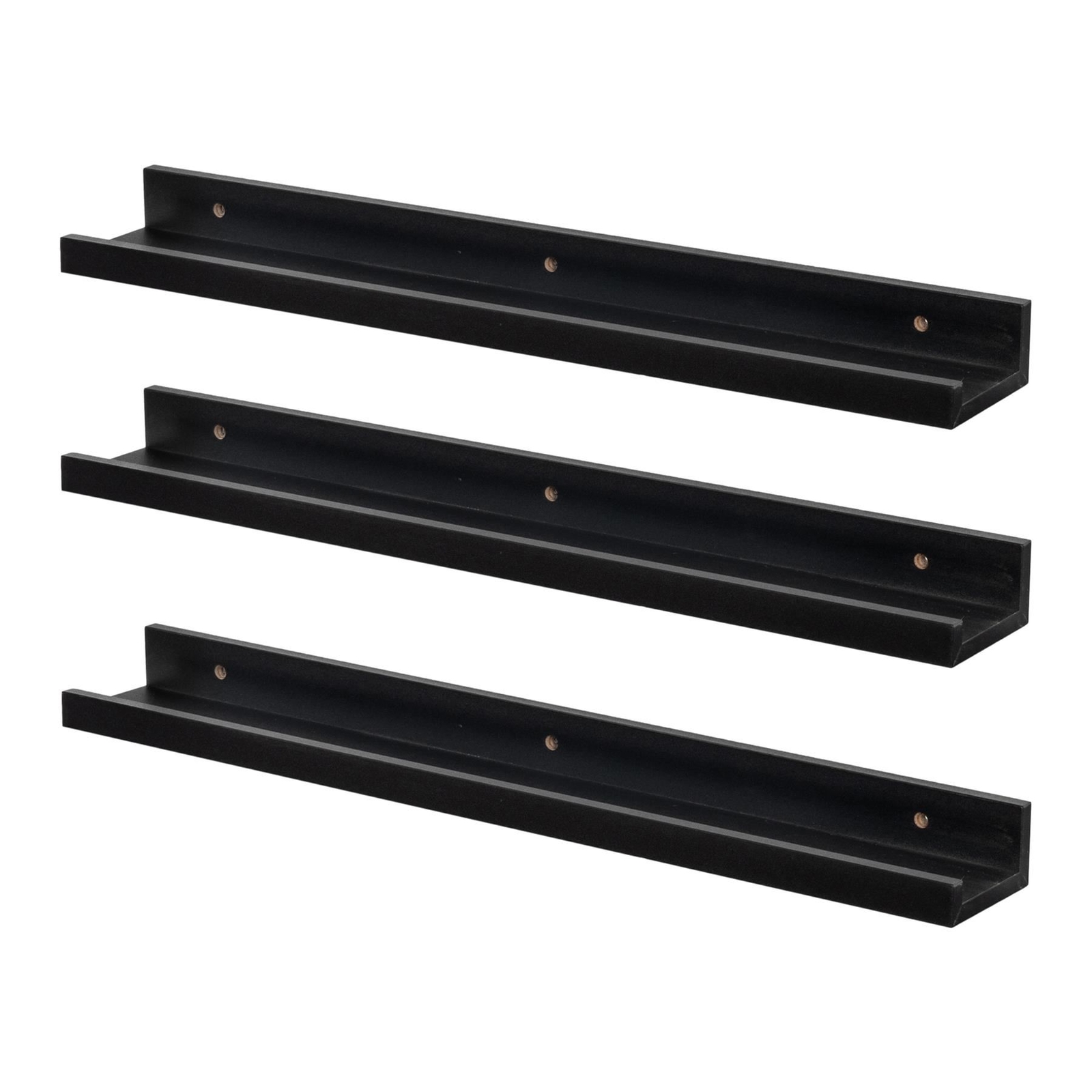 3x Picture Ledge Shelves Floating Wall Mounted Bookshelf Storage 57cm Black