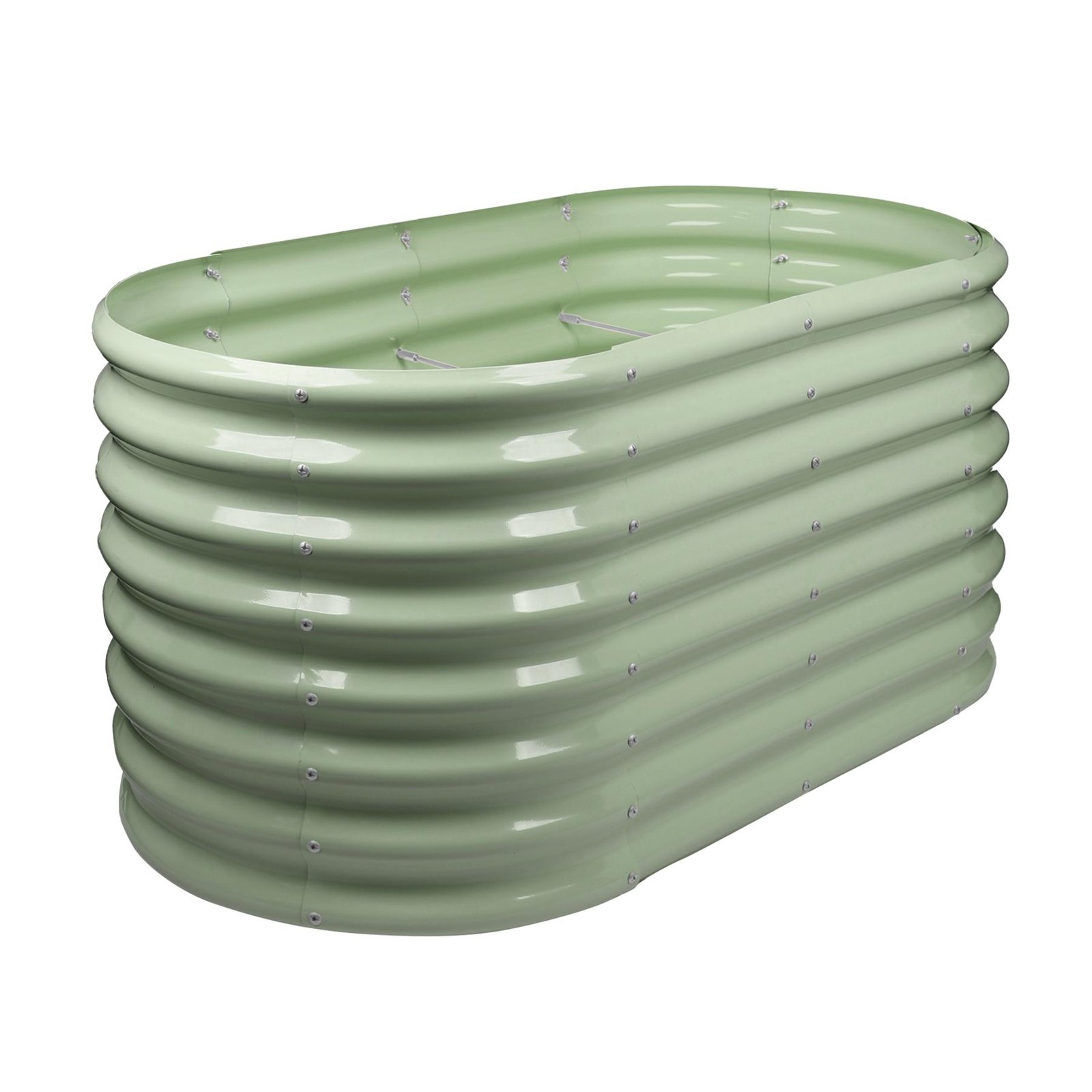 1x Rounded Raised Garden Bed 120cm x 60cm x 60cm Green Galvanised Steel Planter