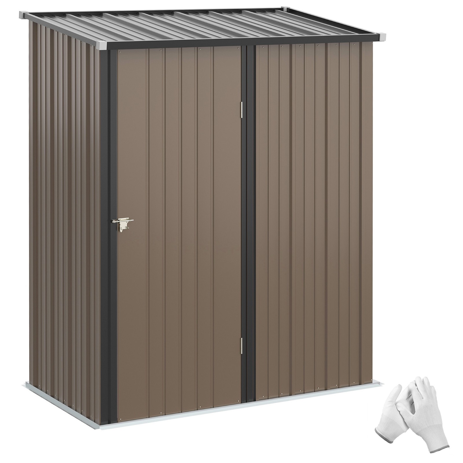 Outsunny Outdoor Storage Shed w/ Lockable Door for Garden, Brown