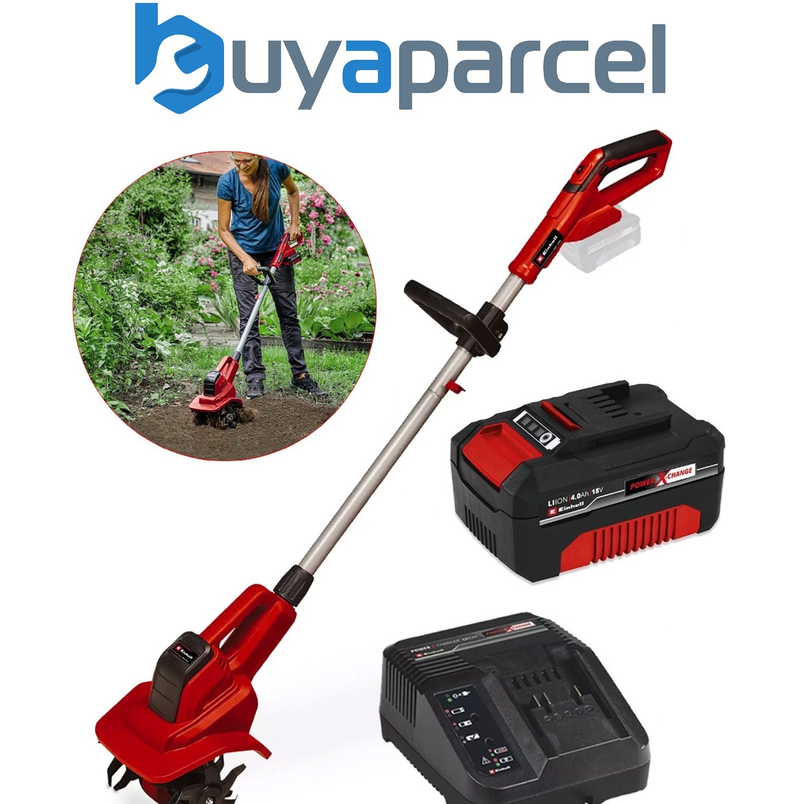 Einhell 18v Cordless Tiller Cultivator 20cm Power X-Change GE-CR 18/20 1 x 4.0ah