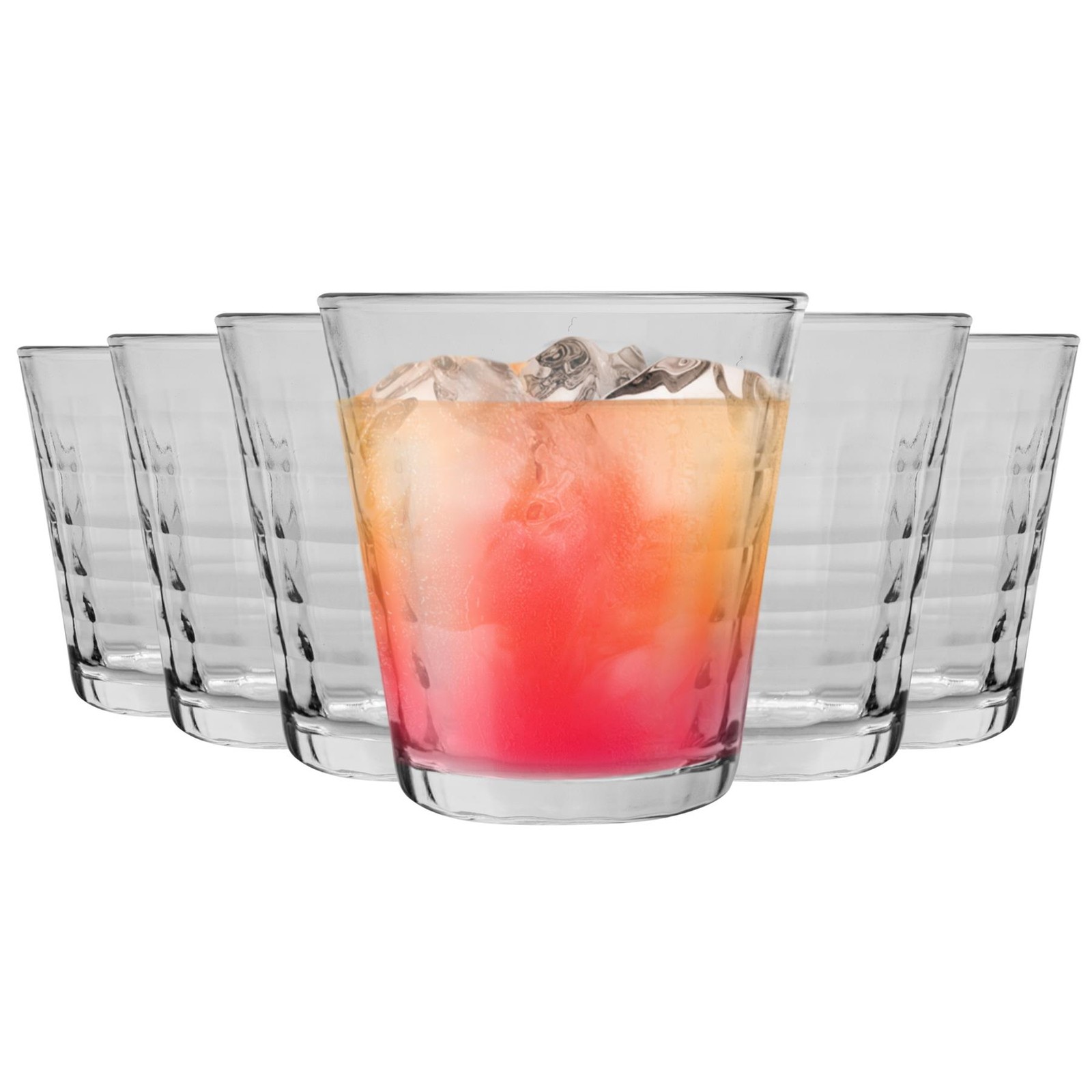 Duralex Prisme Glass Juice Water Tumblers Glasses Set Clear 220ml x12