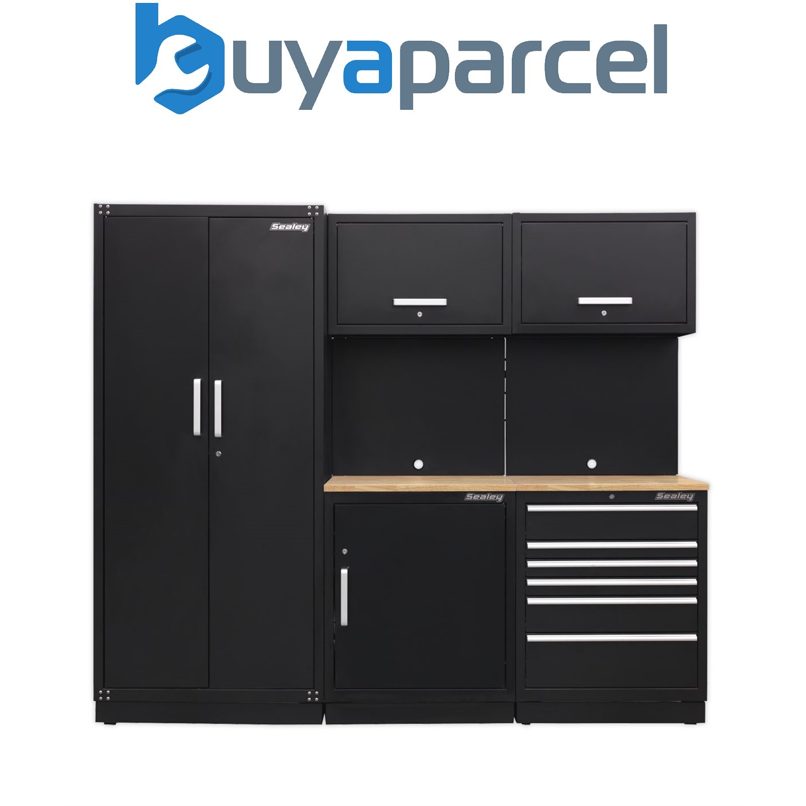 Sealey APMSCOMBO1W Premier&trade; Storage System with Hardwood Worktop 2.48m