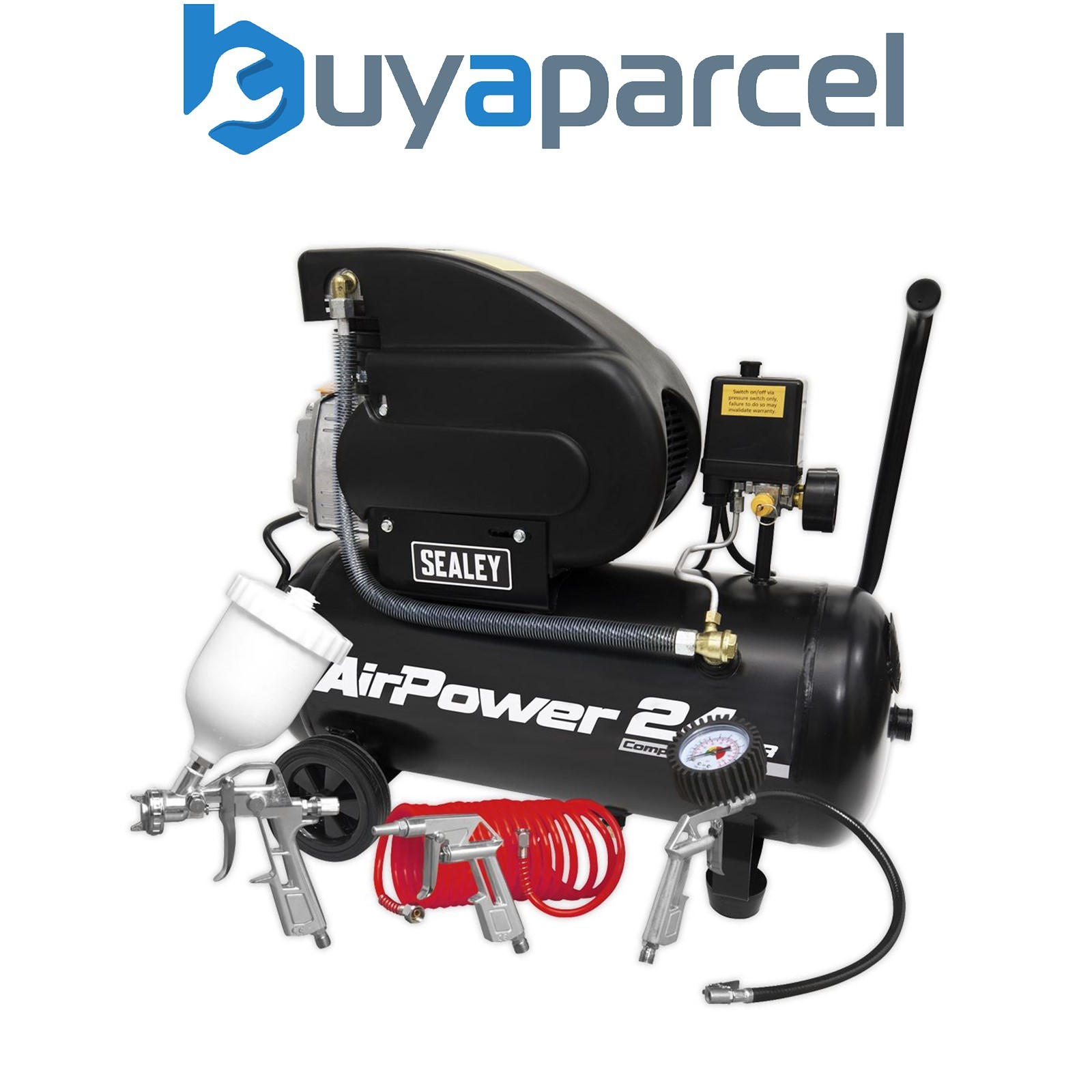 Sealey SAC2420APK 24L Direct Drive Air Compressor 2hp with 4pc Air Accessory Kit