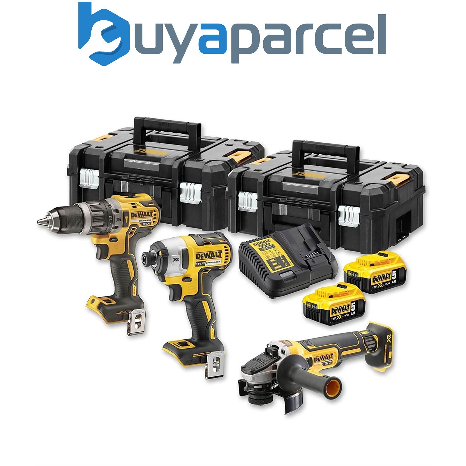 Dewalt DCK384P2T 18v XR Brushless Kit DCD796 Drill DCF887 Impact DCG405 Grinder