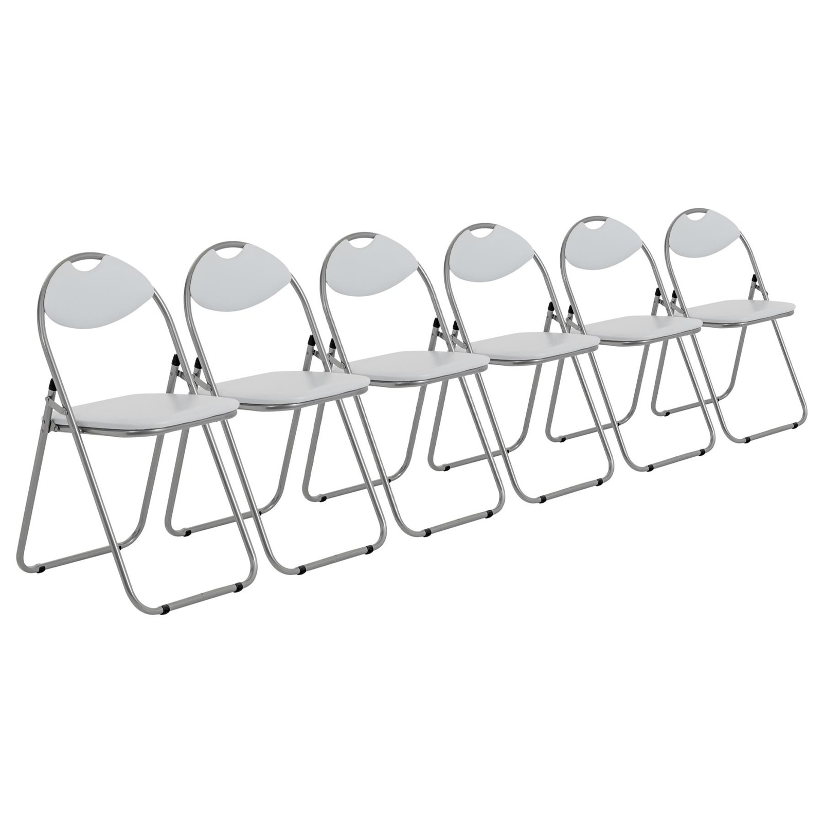 6x Harbour Housewares Padded Folding Chairs Metal Frame 44cm White/Silver