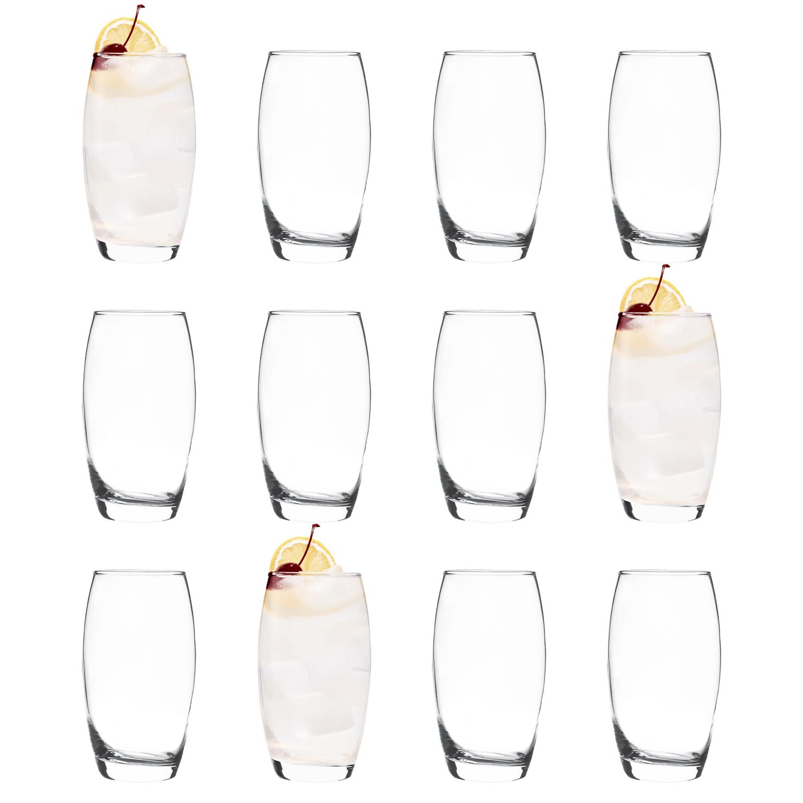 12x Highball hiball Glasses Water Juice Beer Cocktail Tumblers 510ml Clear