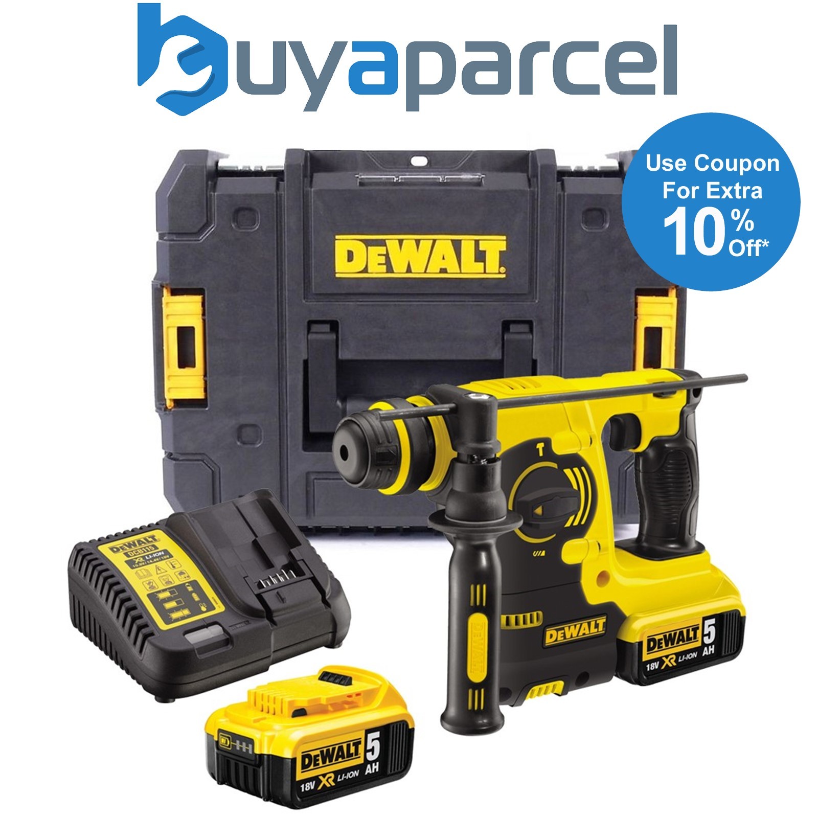 Dewalt DCH253P2 18v 3kg SDS+ Rotary Hammer Drill, 2 x 5.0ah Batt Charger + Case