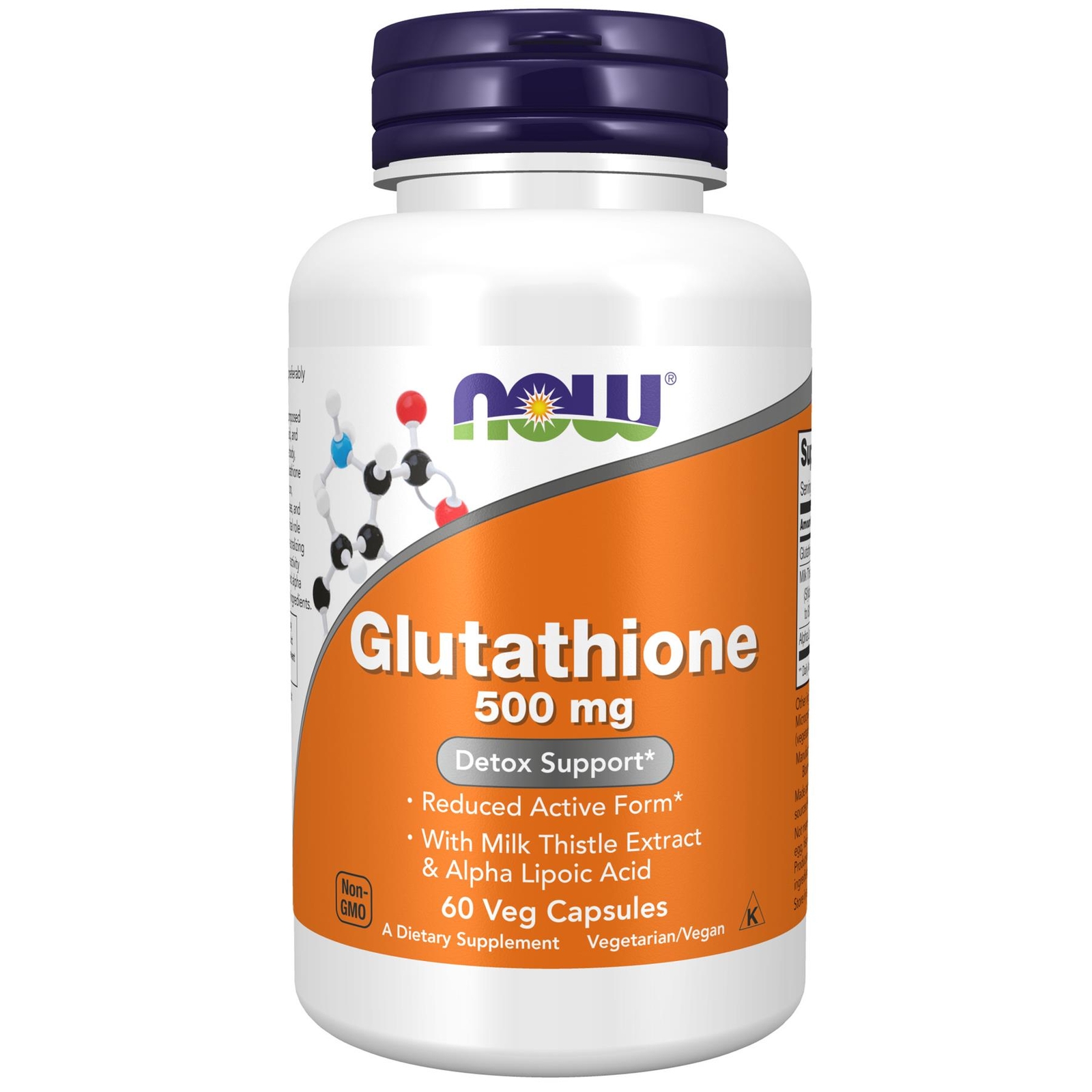 NOW Foods Glutathione 500 mg 60 Veg Capsules Antioxidant Detox Liver Support