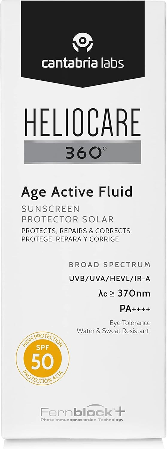 Heliocare 360° - Age Active Fluid, Sun Cream SPF50, Anti Ageing Protection, Wa