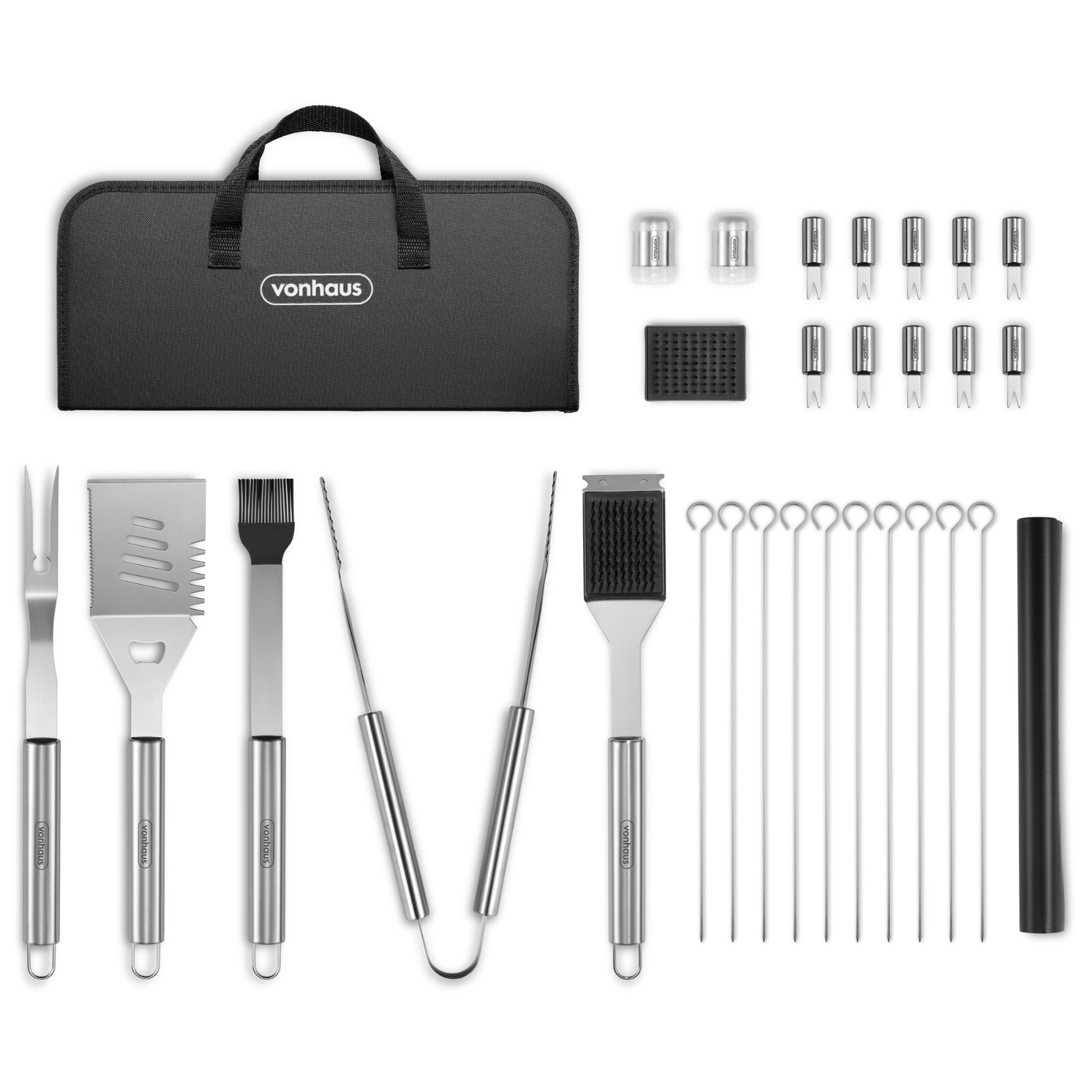 30Pc BBQ Tool Set, VonHaus Barbecue Accessories Kit, Barbeque Utensils