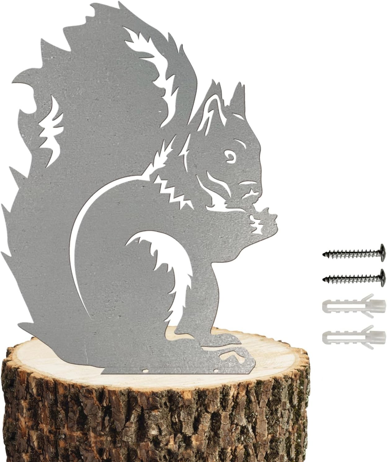 Metal Squirrel Garden Ornament, Squirrel Silhouette to Screw in Wood, Metal Gar