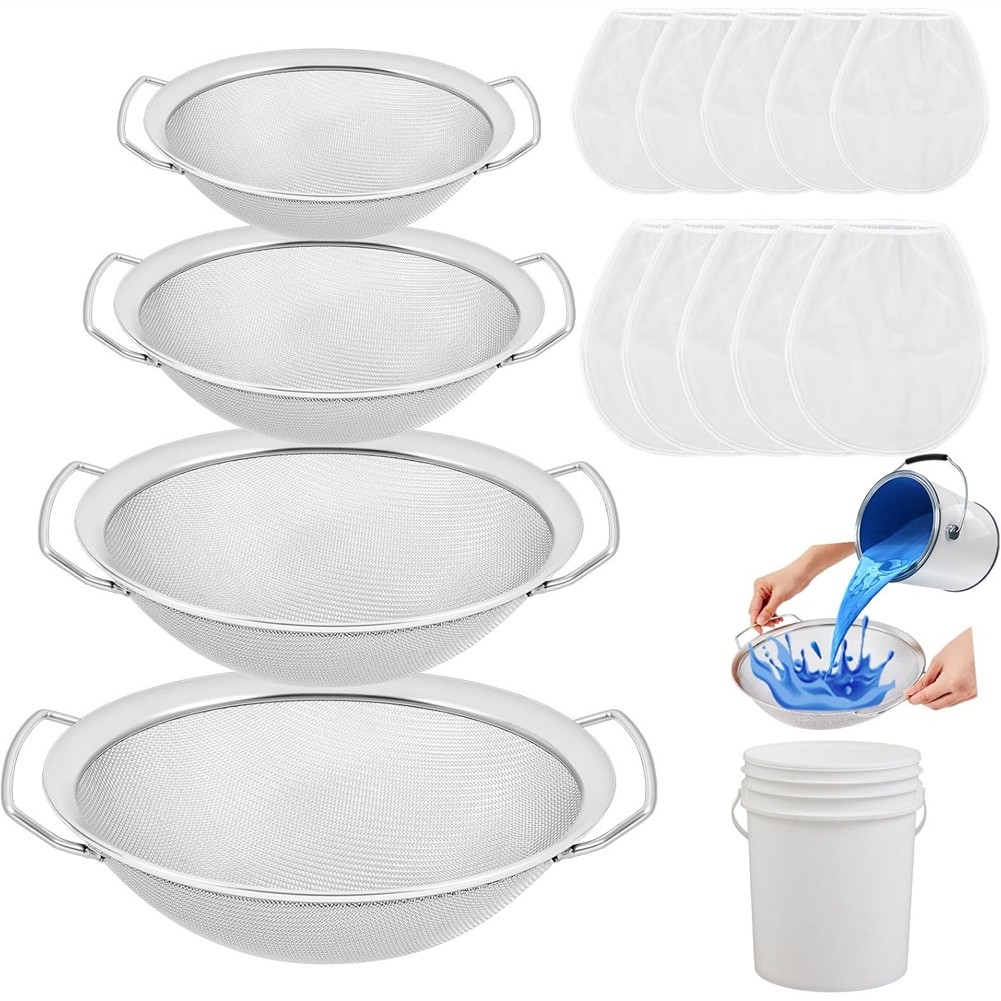 14 Pcs Mesh Paint Strainer Combo Set with 4 Size 60 Mesh Strainer, 10 Pcs9974