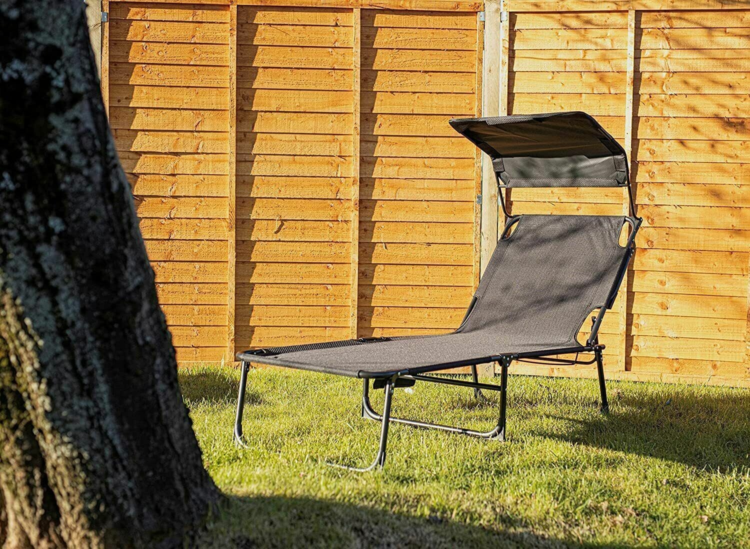 Reclining Sun Bed Lounger Garden Deck Chair Adjustable Outdoor Patio Furniture